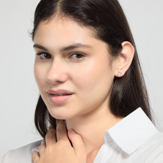 Silver Plated Open Heart Earrings Created with Zircondia® Crystals