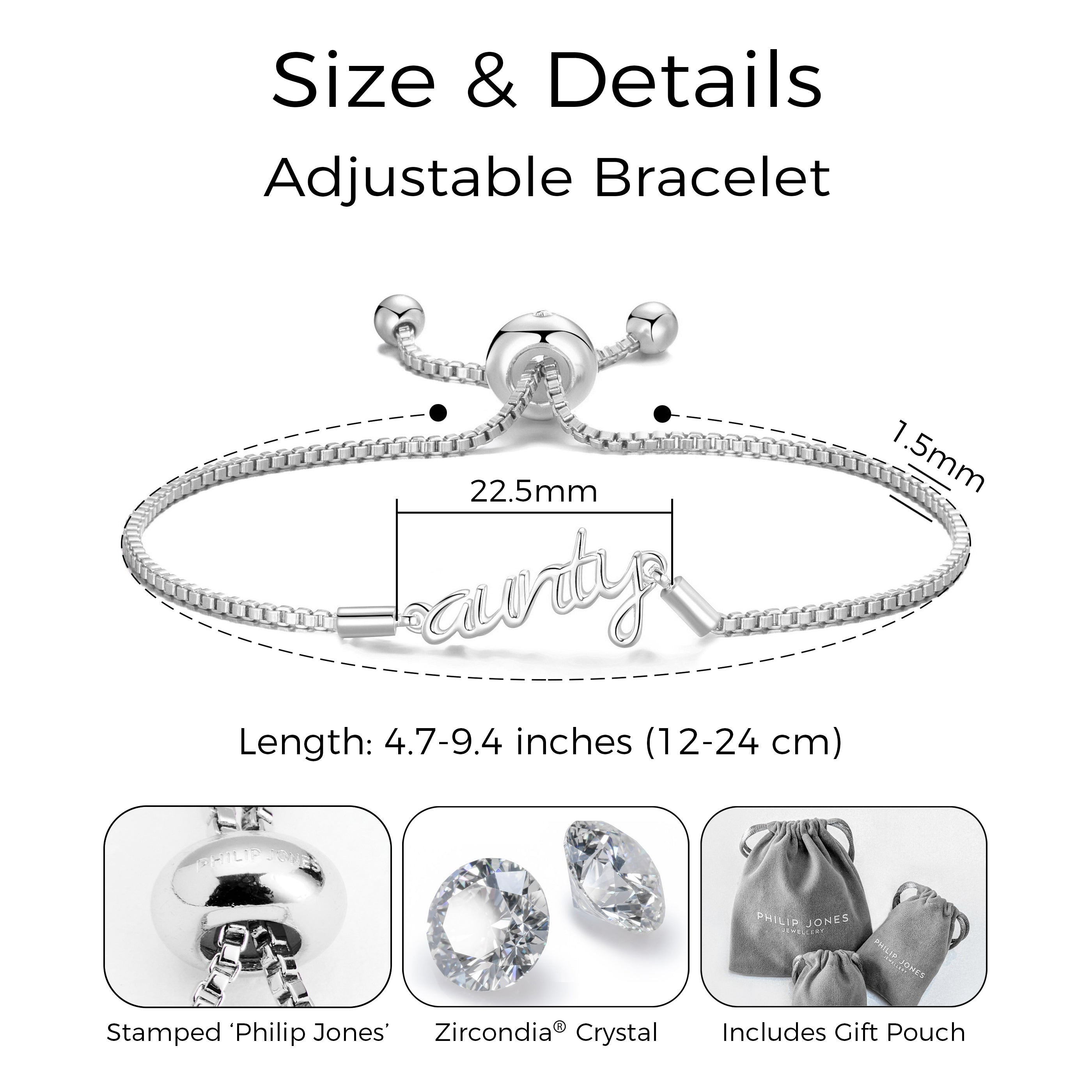 Silver Plated Aunty Bracelet Created with Zircondia® Crystals