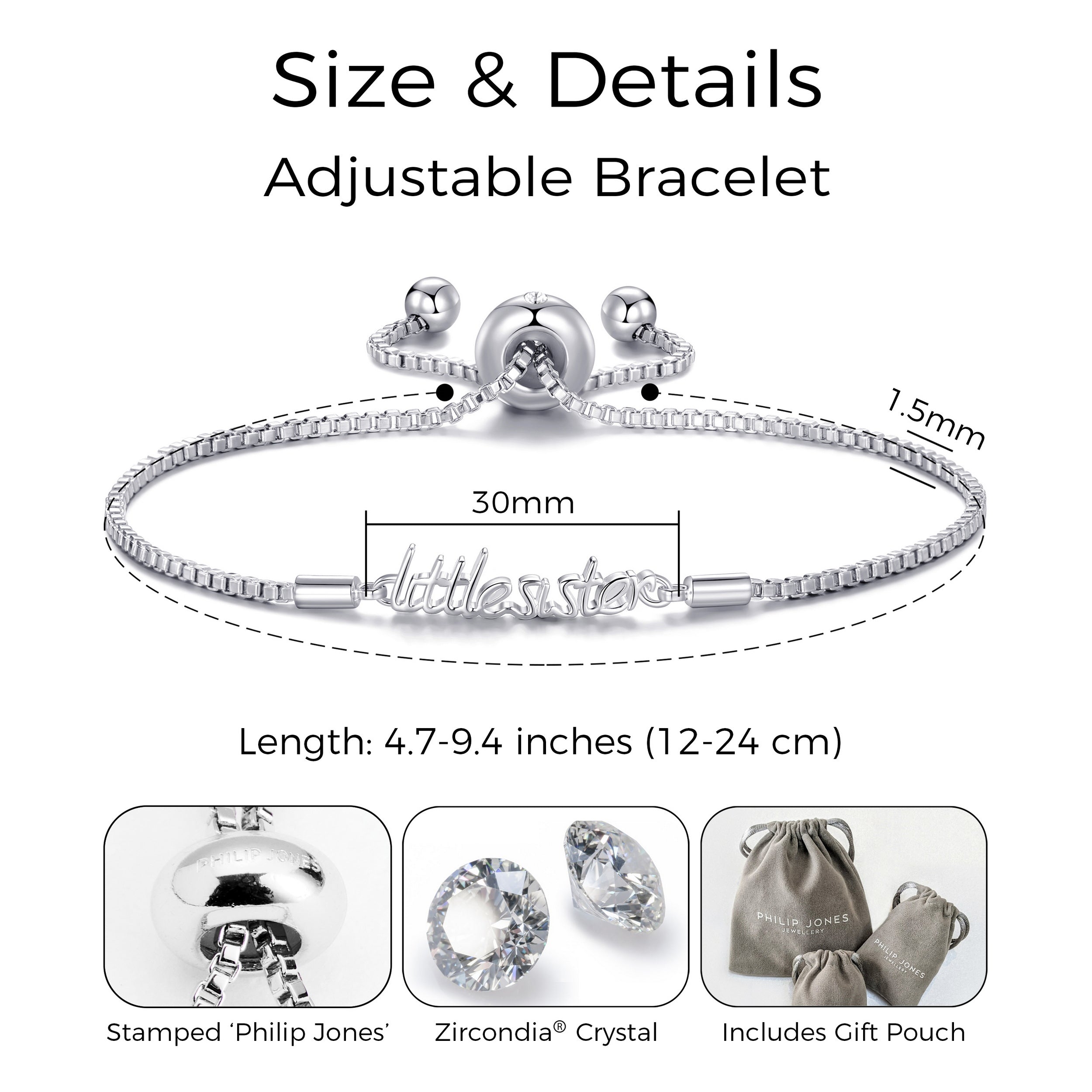 Silver Plated Little Sister Bracelet Created with Zircondia® Crystals