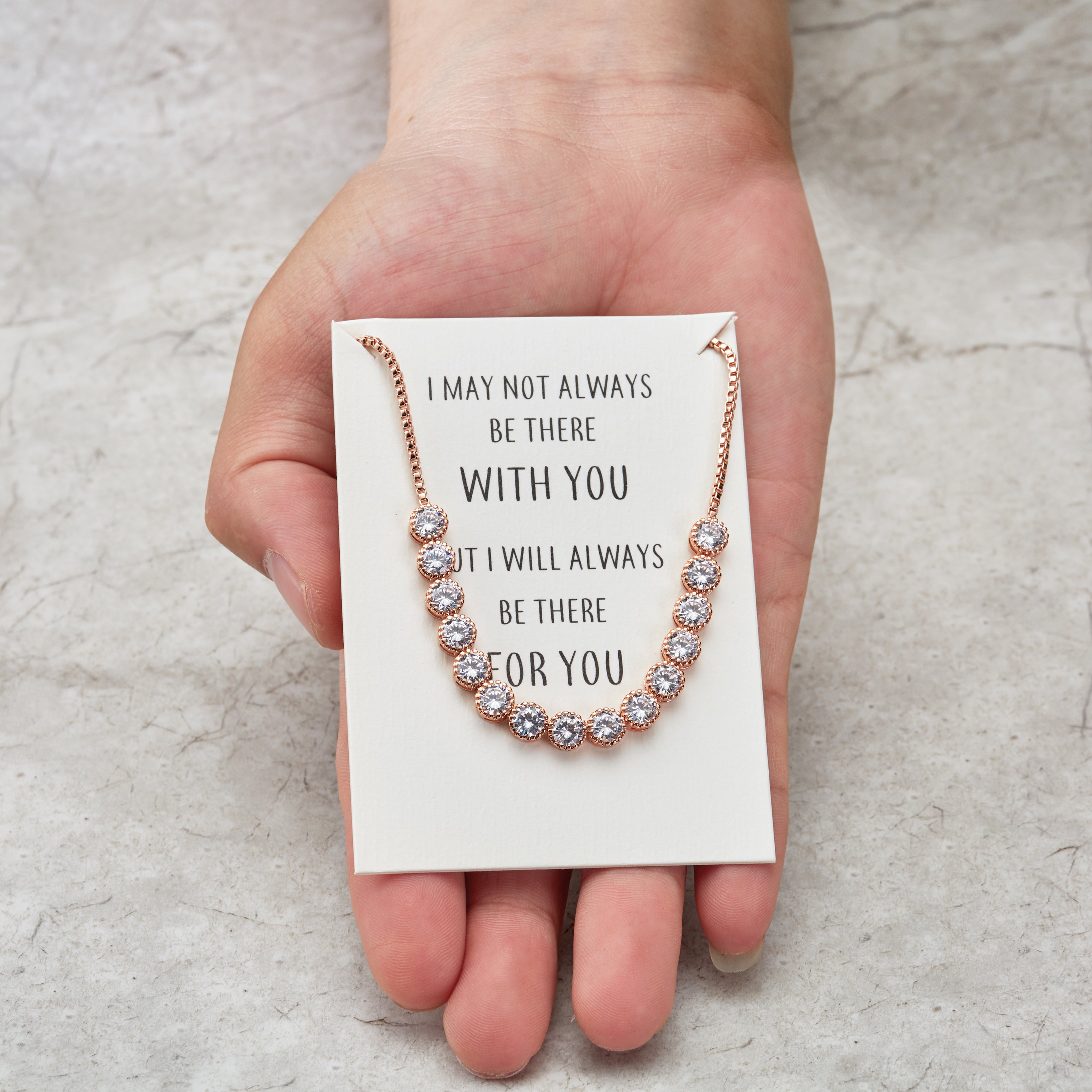 Rose Gold Plated Friendship Quote Bracelet with Zircondia® Crystals