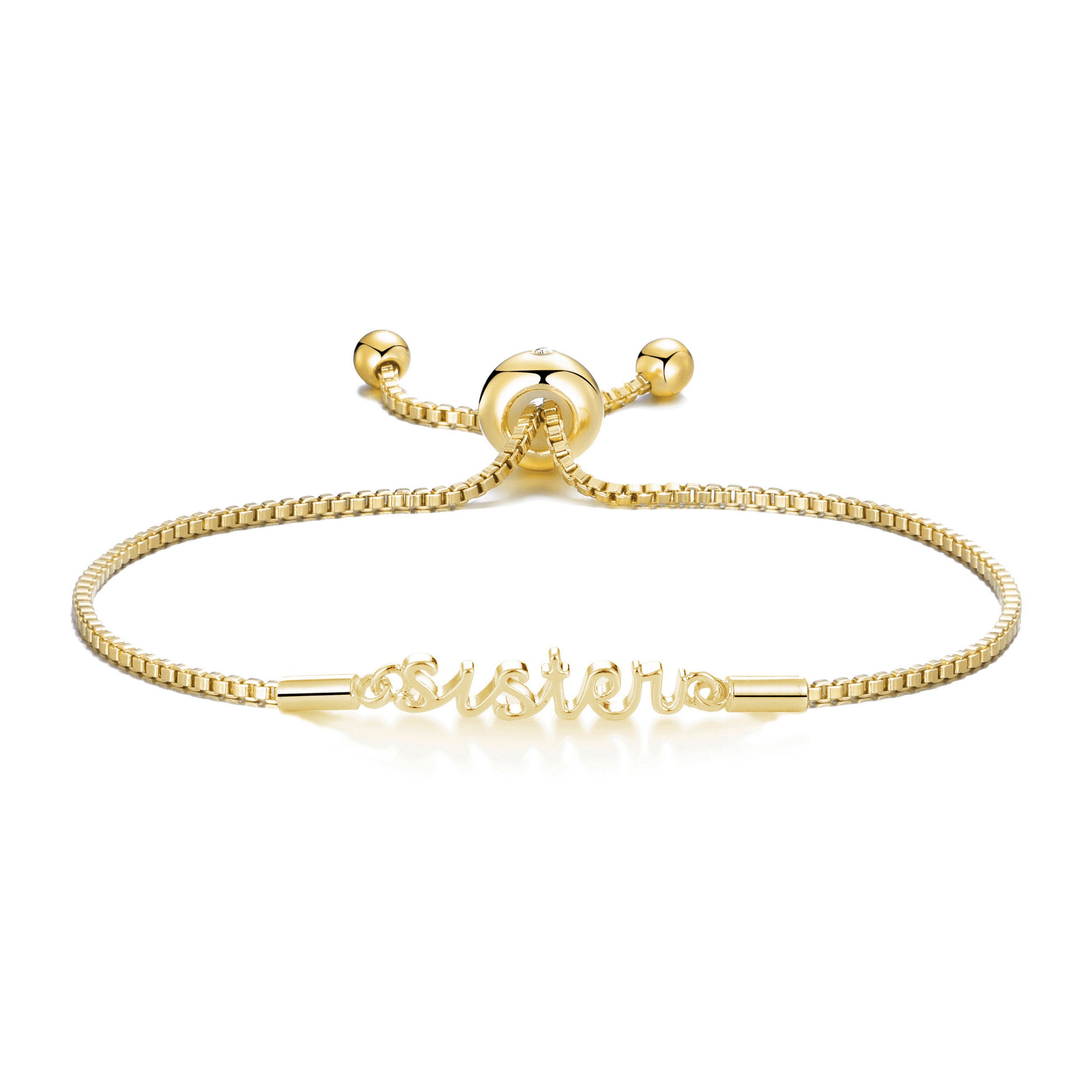 Gold Plated Sister Bracelet Created with Zircondia® Crystals by Philip Jones Jewellery