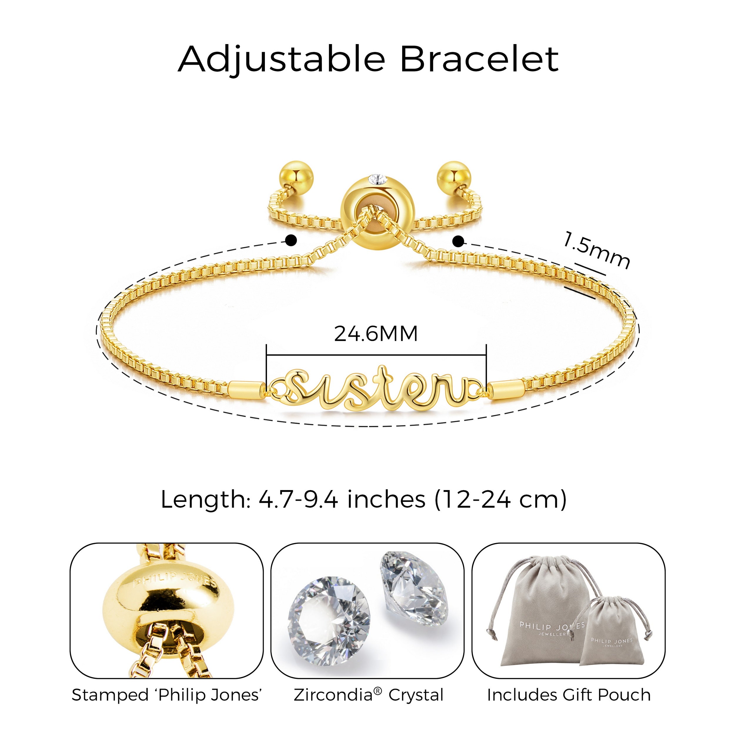 Gold Plated Sister Bracelet Created with Zircondia® Crystals