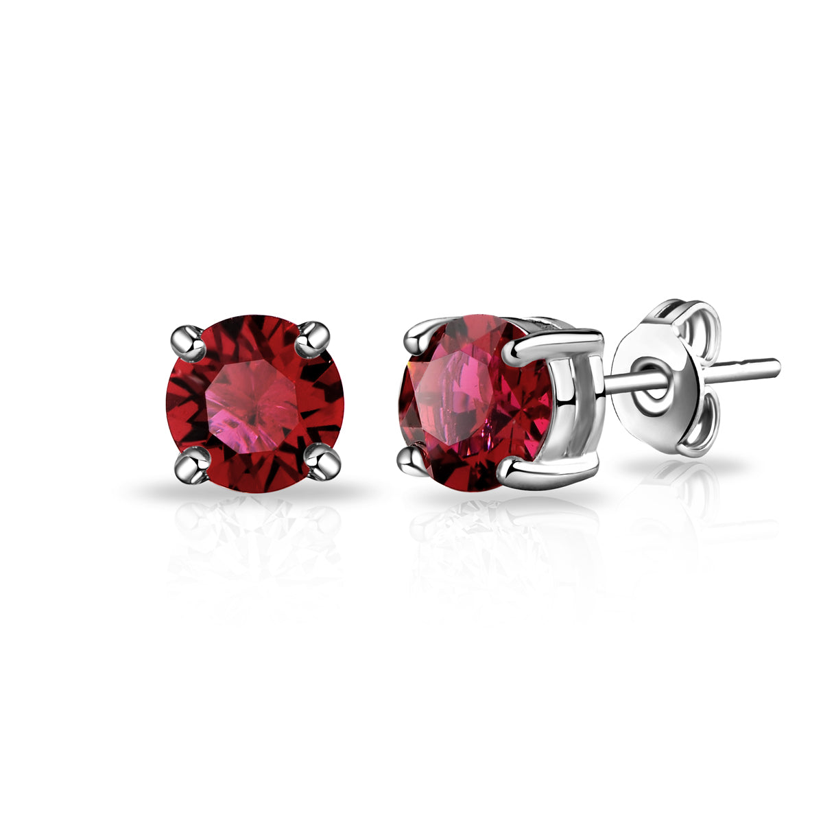 Dark Red Stud Earrings Created with Zircondia® Crystals