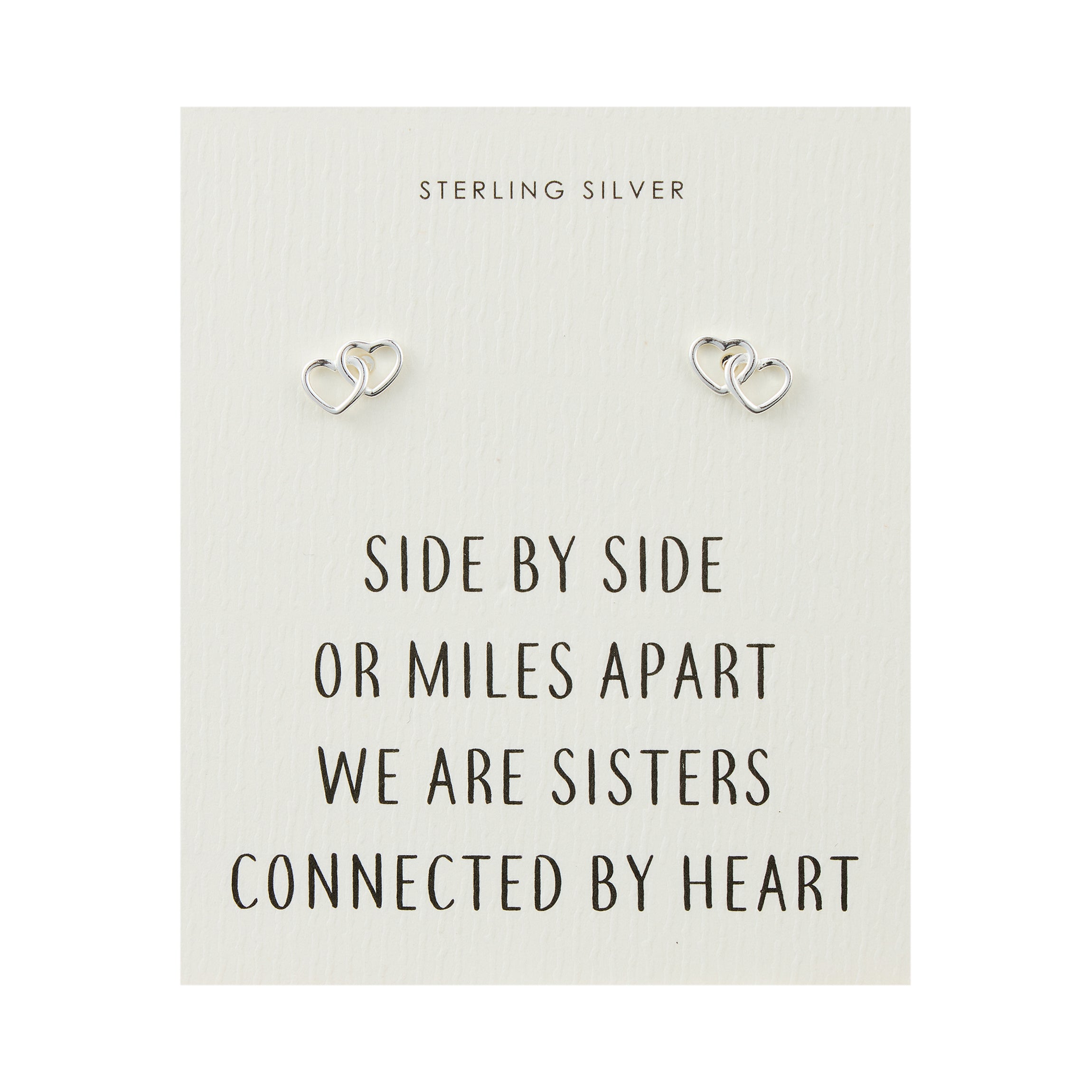 Sterling Silver Sister Heart Link Earrings with Quote Card