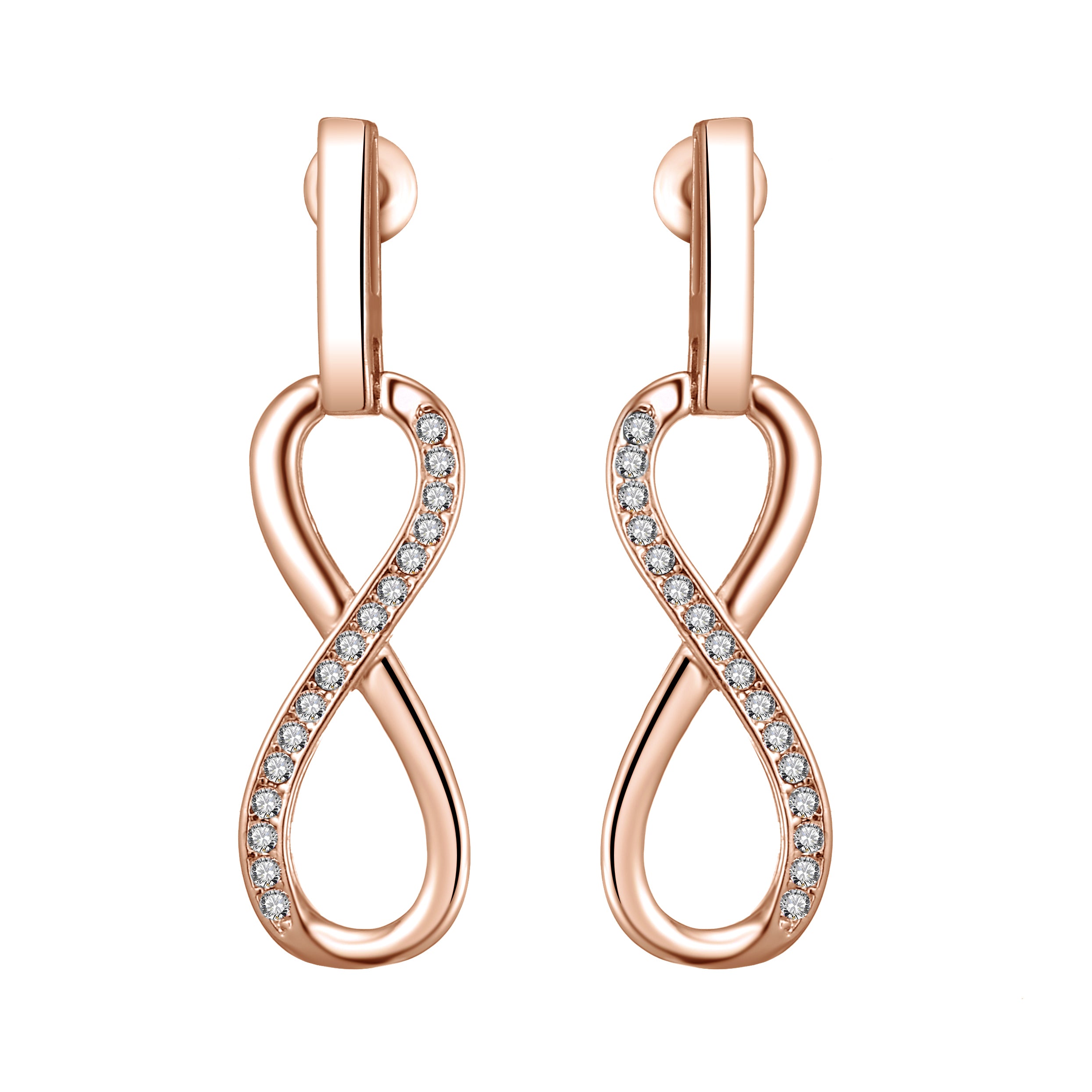Rose Gold Plated Infinity Drop Earrings Created with Zircondia® Crystals