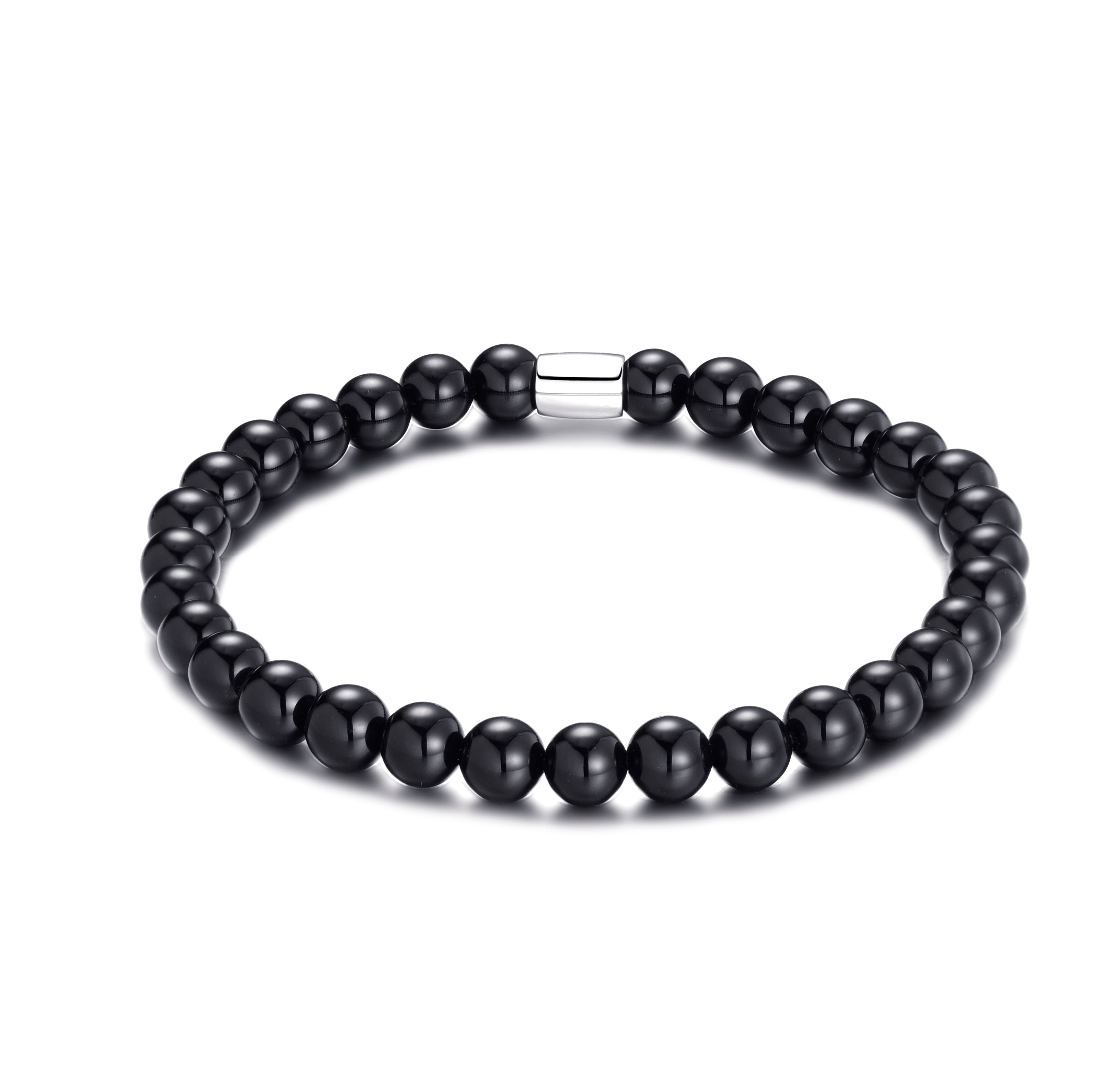 Black Onyx Gemstone Stretch Bracelet by Philip Jones Jewellery