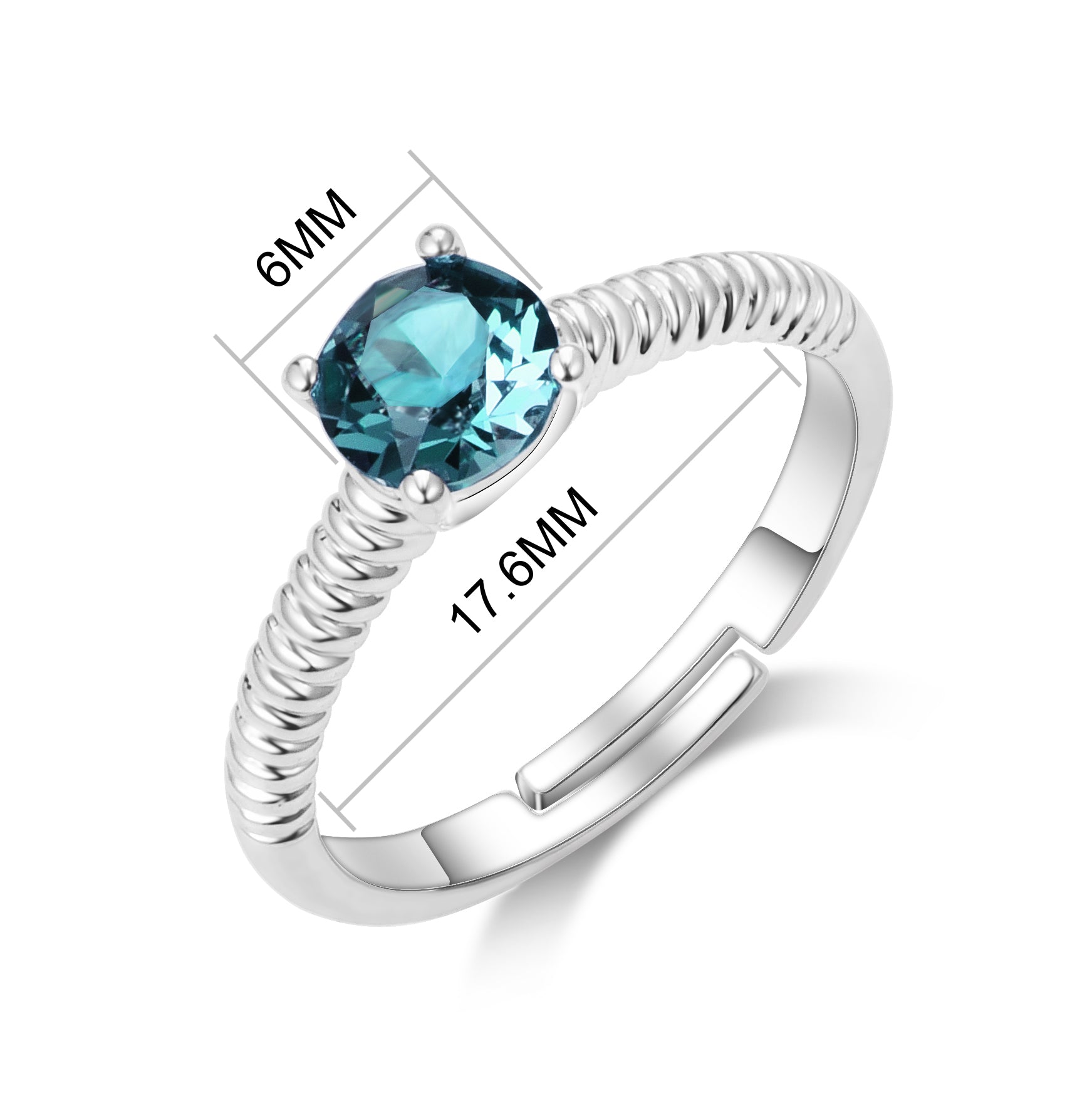 Blue Adjustable Crystal Ring Created with Zircondia® Crystals