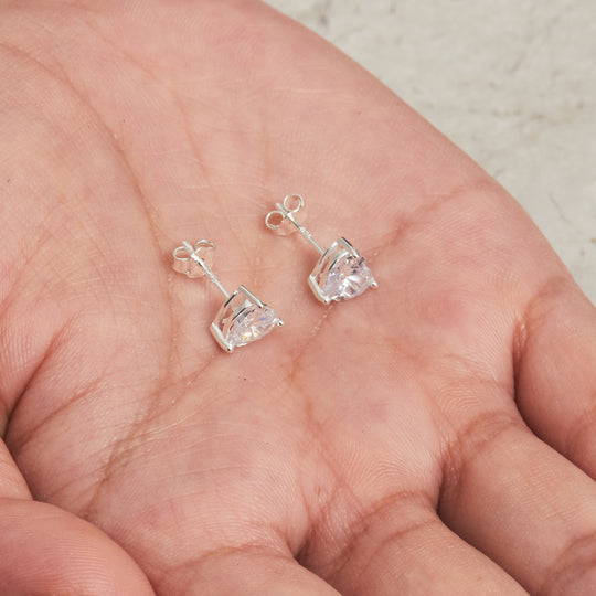 Sterling Silver Heart Solitaire Set Created with Zircondia® Crystals