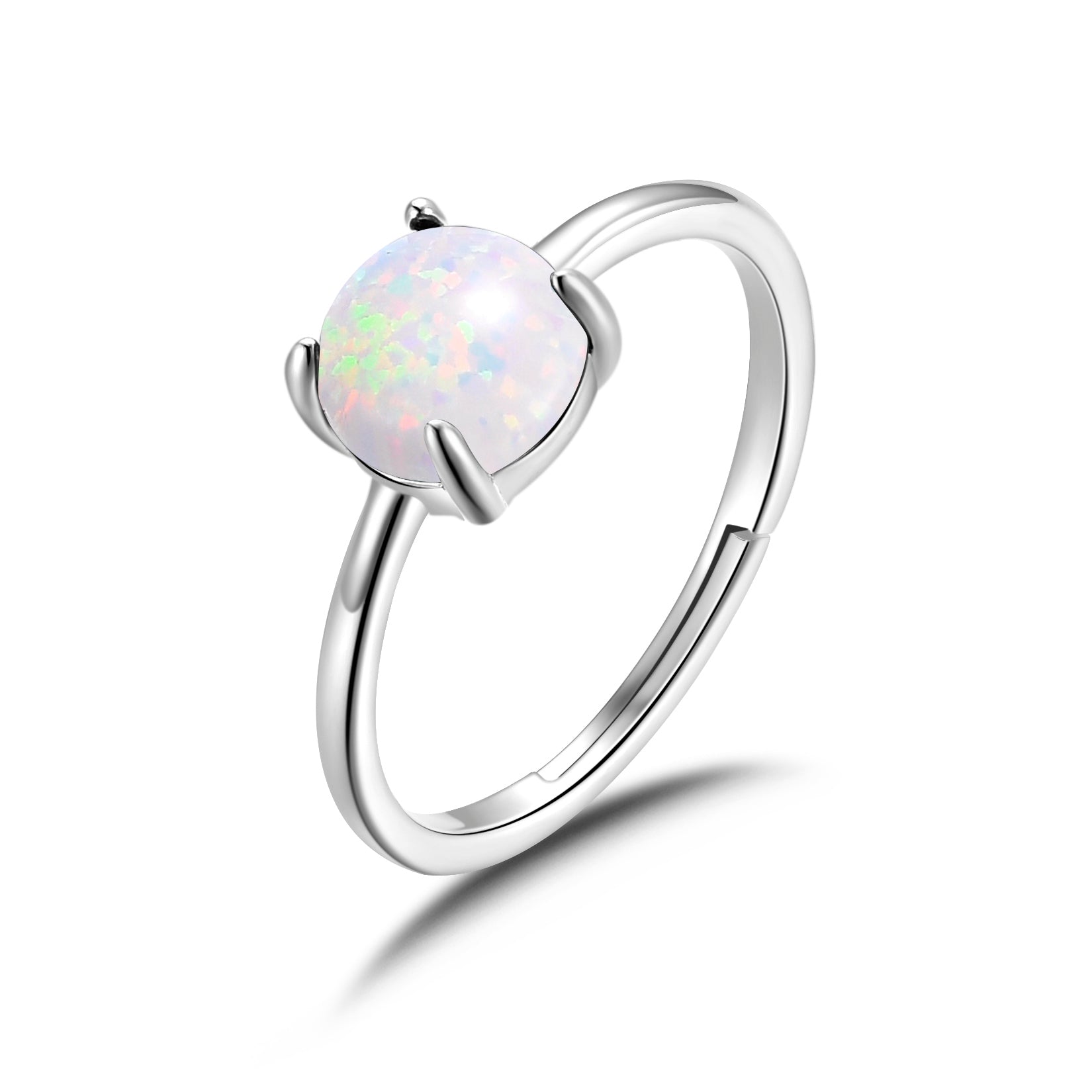 Synthetic White Opal Adjustable Ring