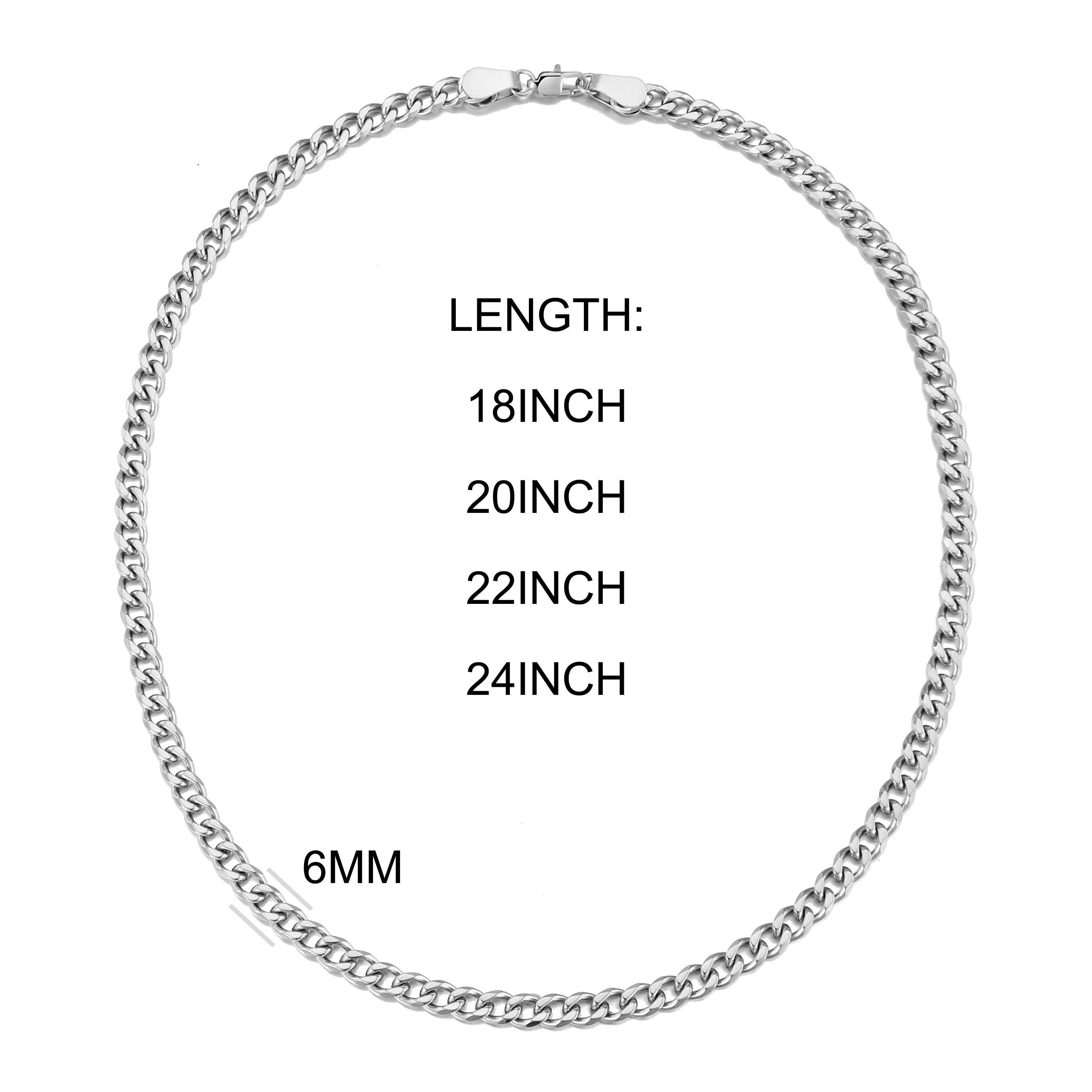 Men's 6mm Stainless Steel 18-24 Inch Cuban Curb Chain Necklace with Lobster Clasp