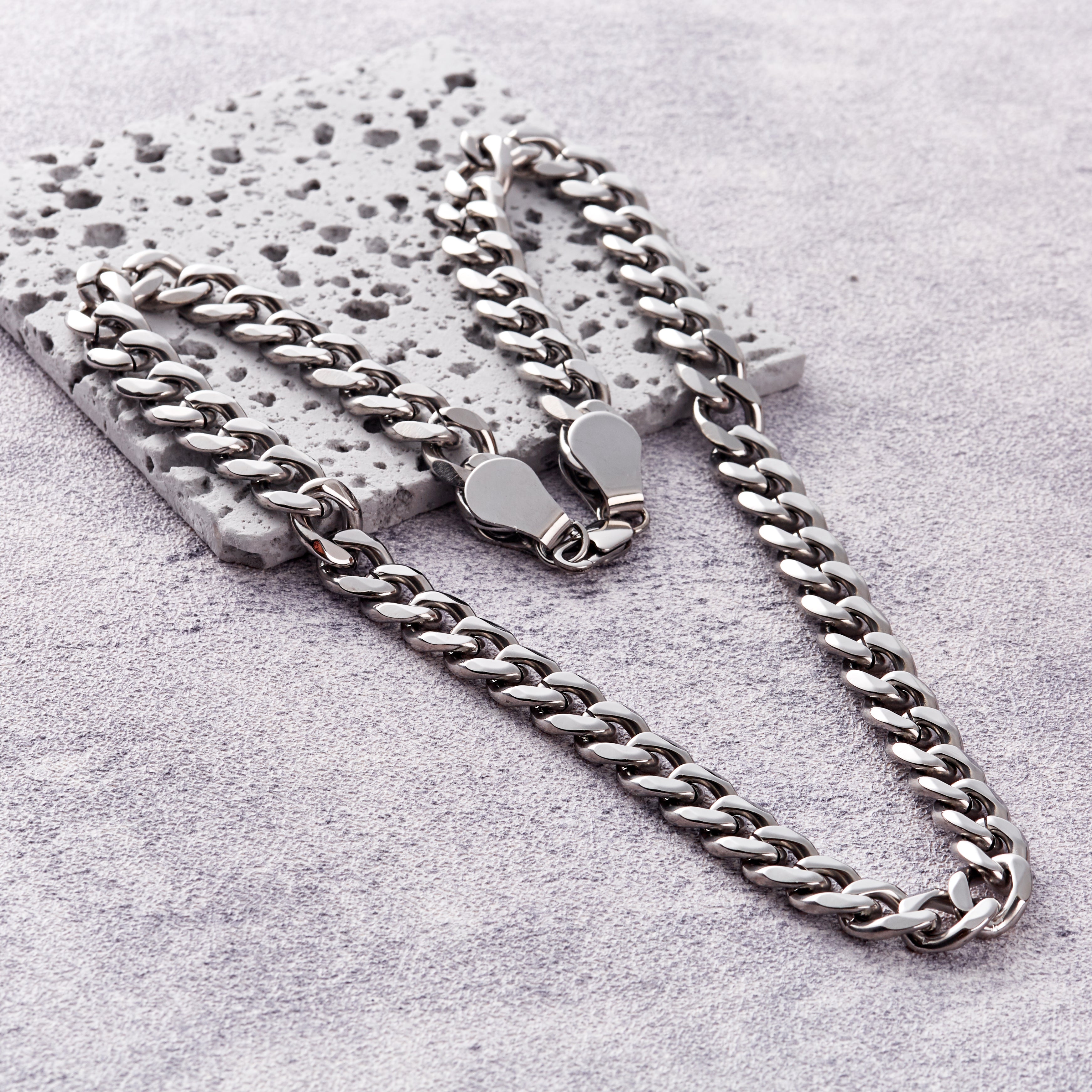 Men's 12mm Stainless Steel 22 Inch Cuban Curb Chain Necklace with Lobster Clasp