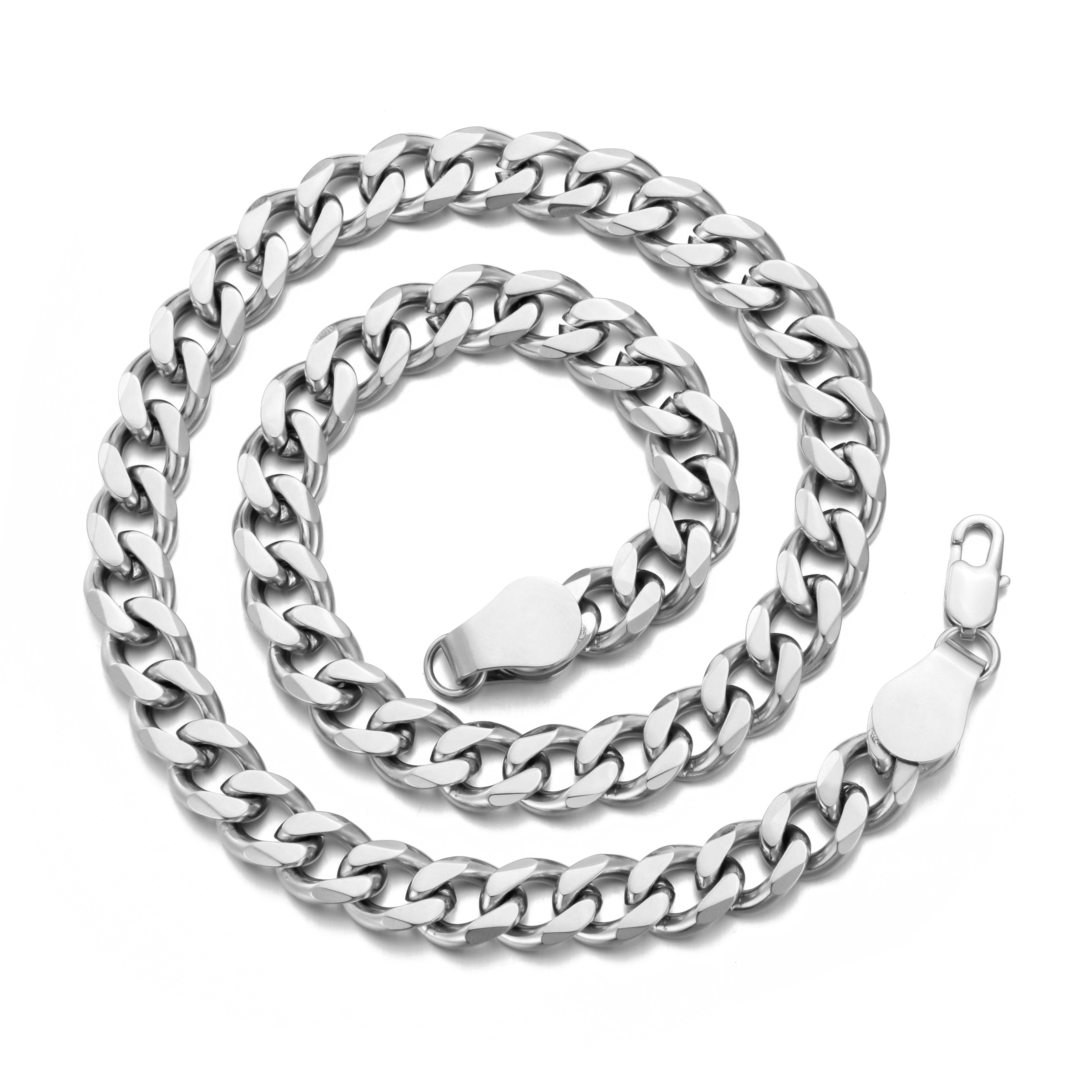 Men's 12mm Stainless Steel 20 Inch Cuban Curb Chain Necklace with Lobster Clasp