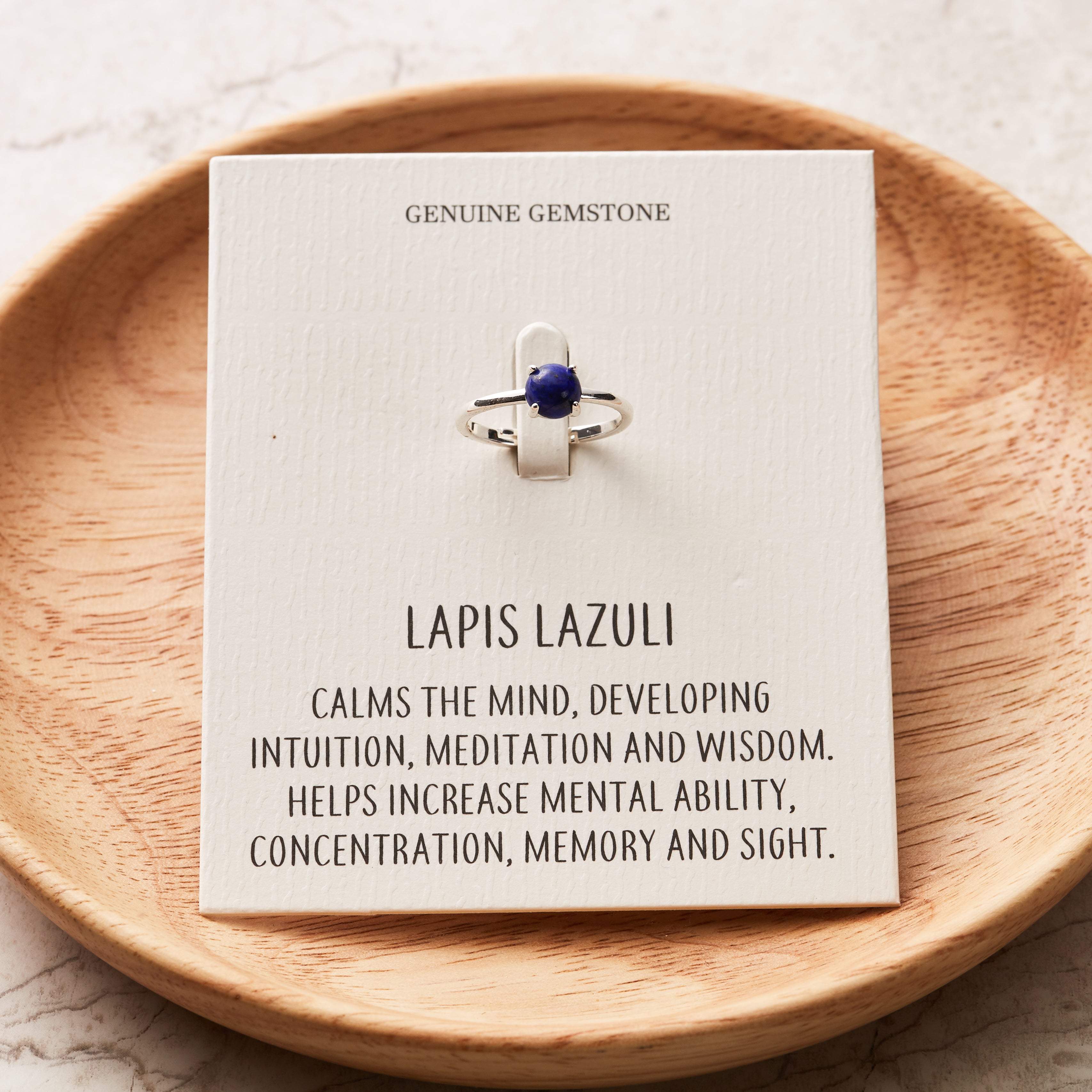 Lapis Adjustable Ring with Quote Card