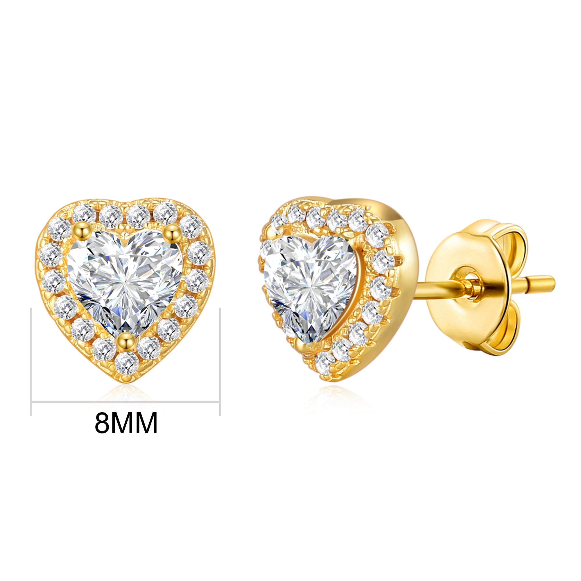 Gold Plated Heart Halo Earrings Created with Zircondia® Crystals