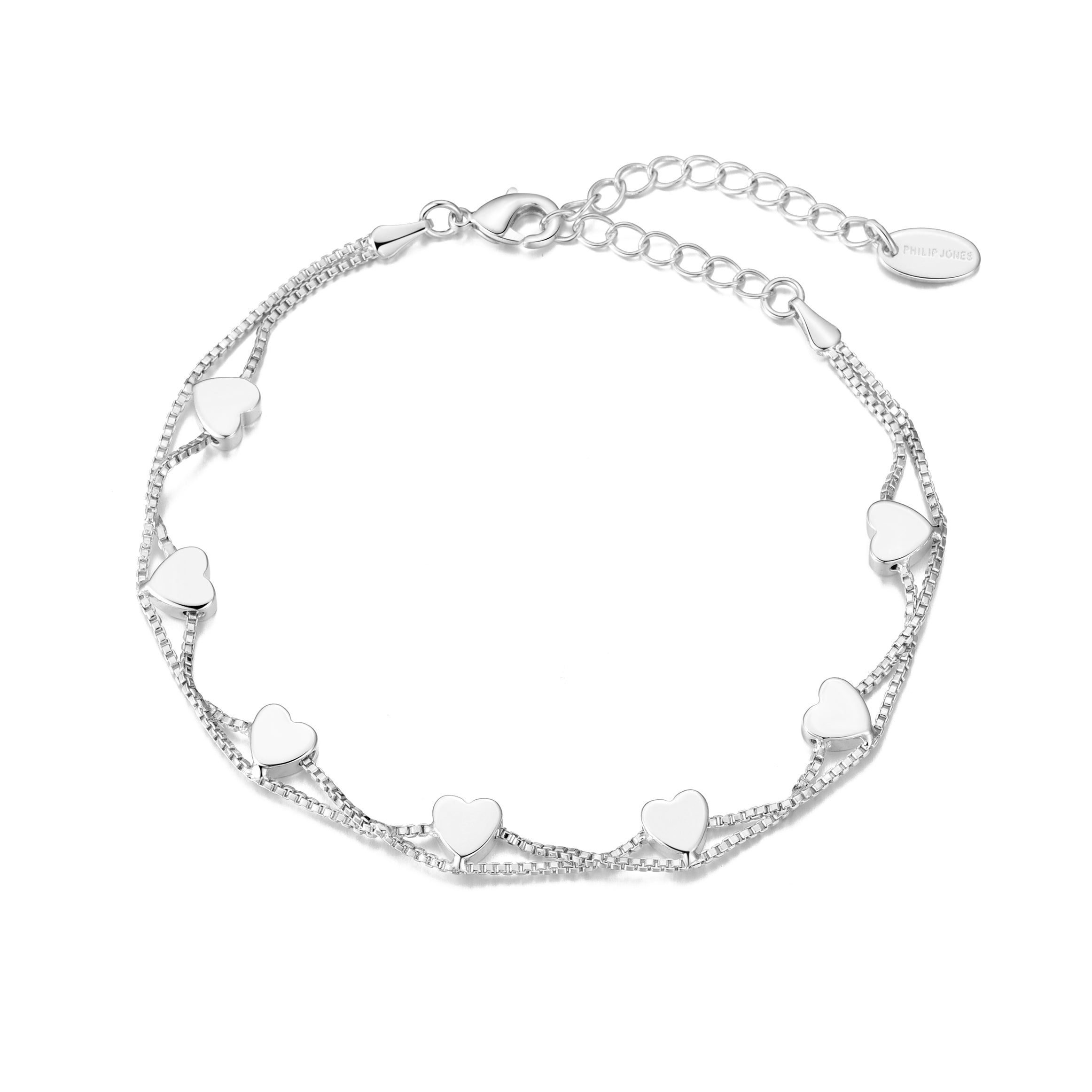 Silver Plated Heart Bracelet by Philip Jones Jewellery
