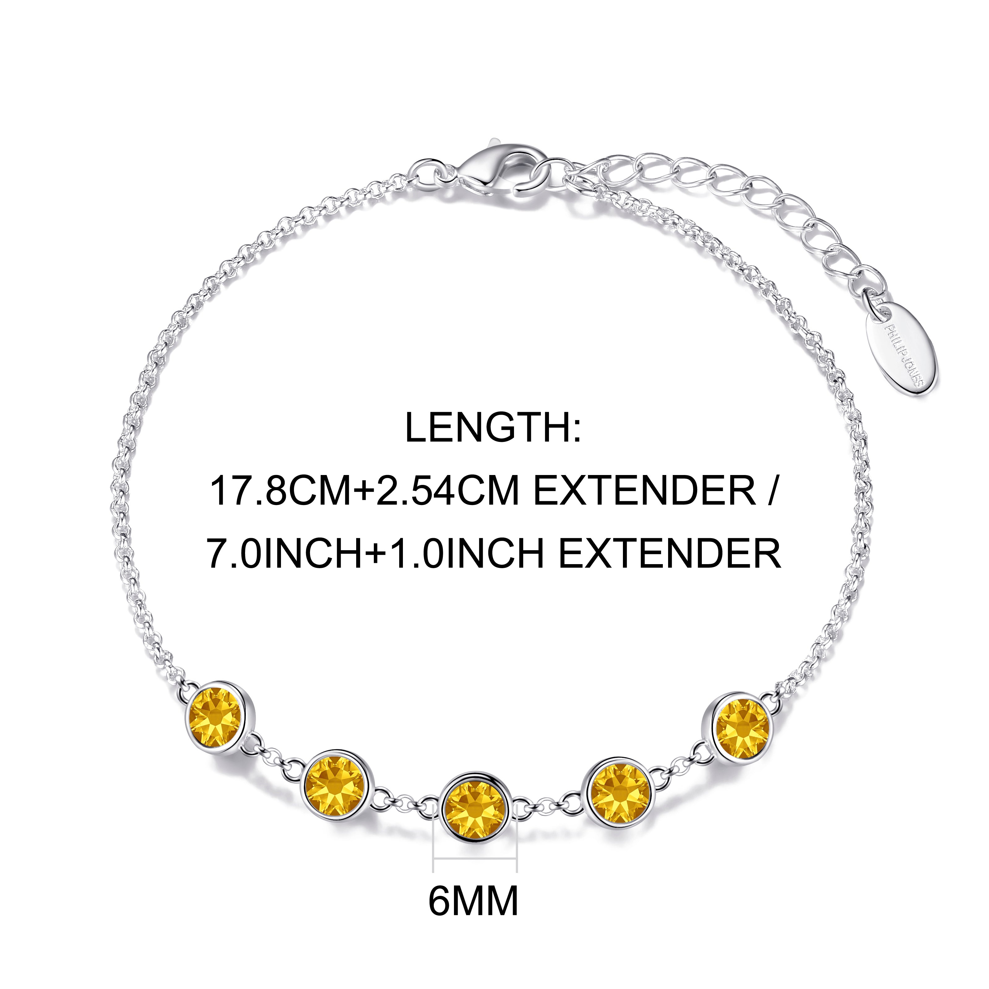 Yellow Crystal Chain Bracelet Created with Zircondia® Crystals