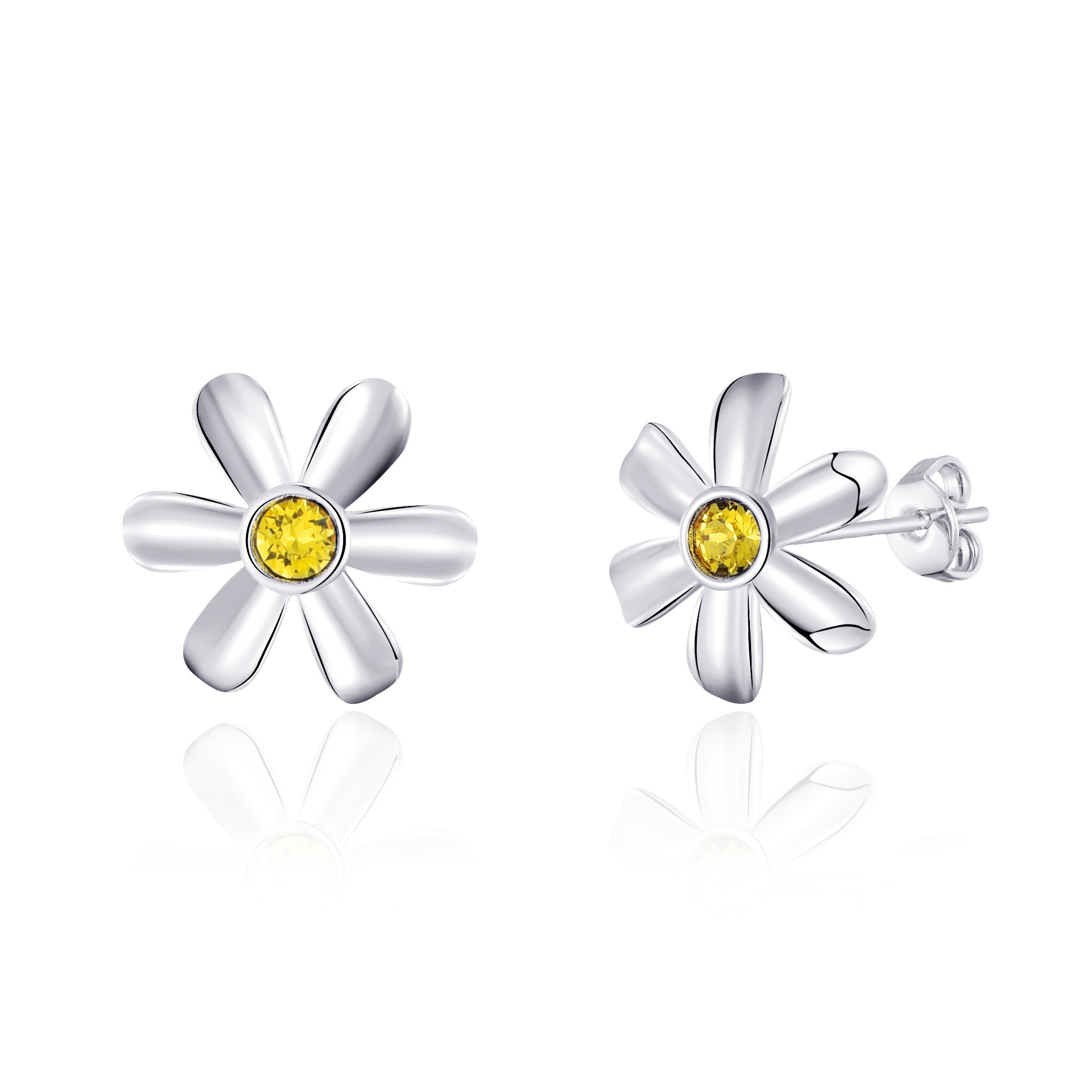 Daisy Crystal Earrings Created with Zircondia® Crystals