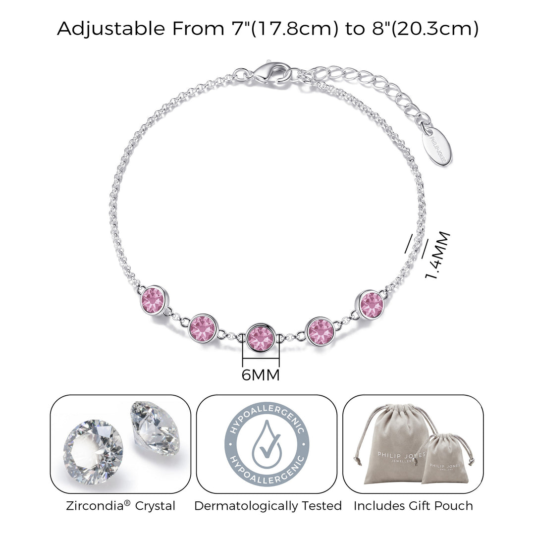 Pink Crystal Chain Bracelet Created with Zircondia® Crystals