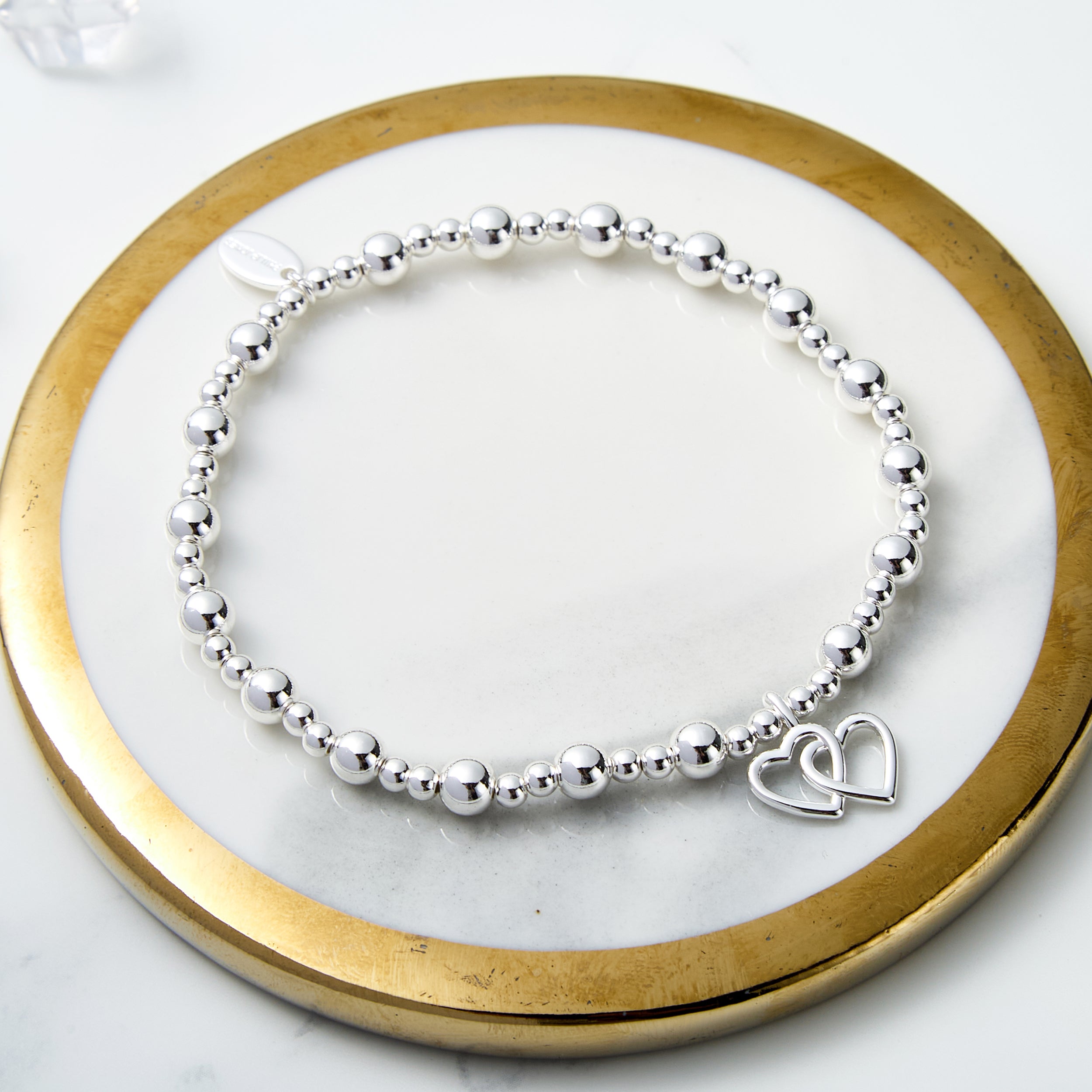 Silver Plated I Couldn't Say i Do Without You Heart Link Stretch Bracelet with Gift Box