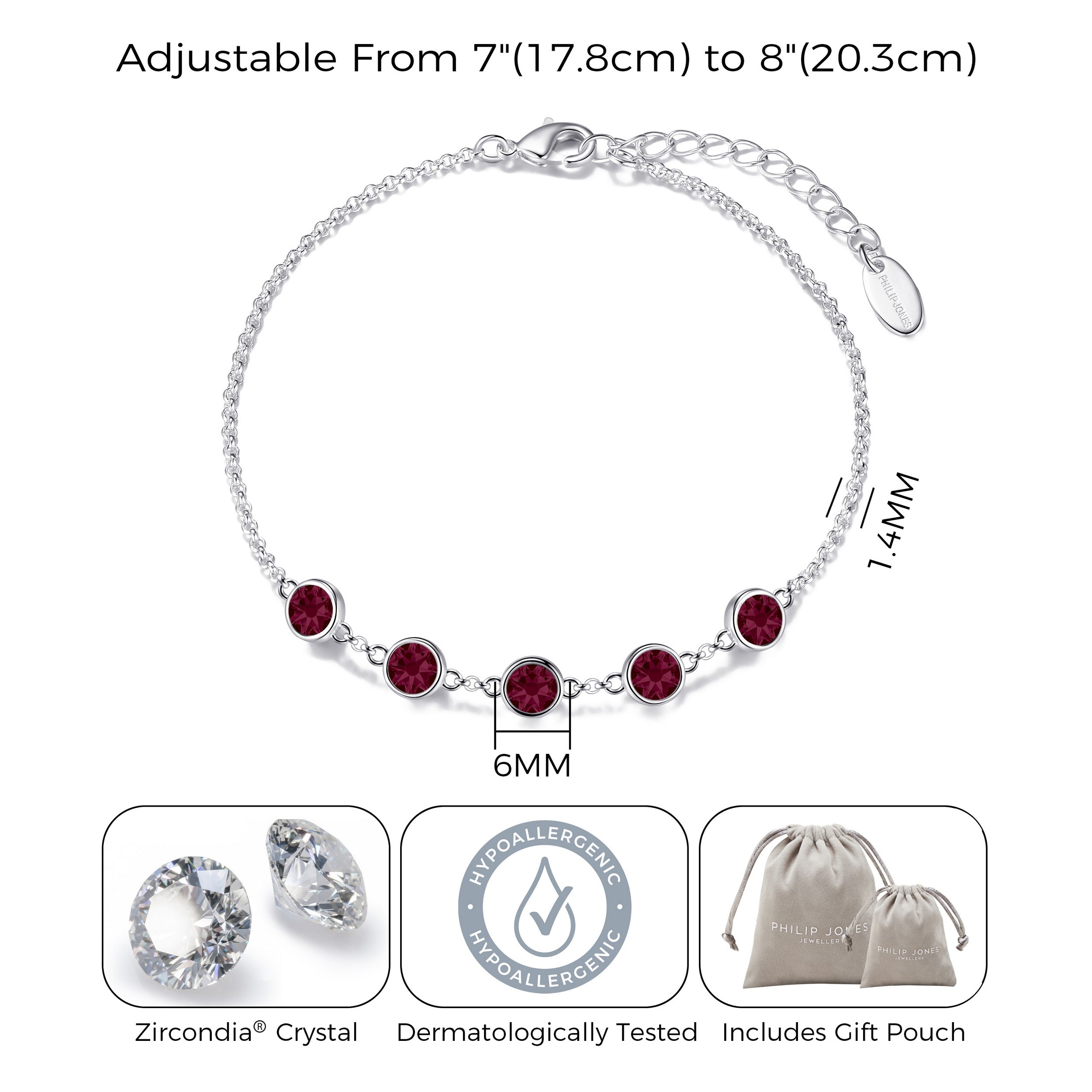 July Birthstone Bracelet Created with Ruby Zircondia® Crystals