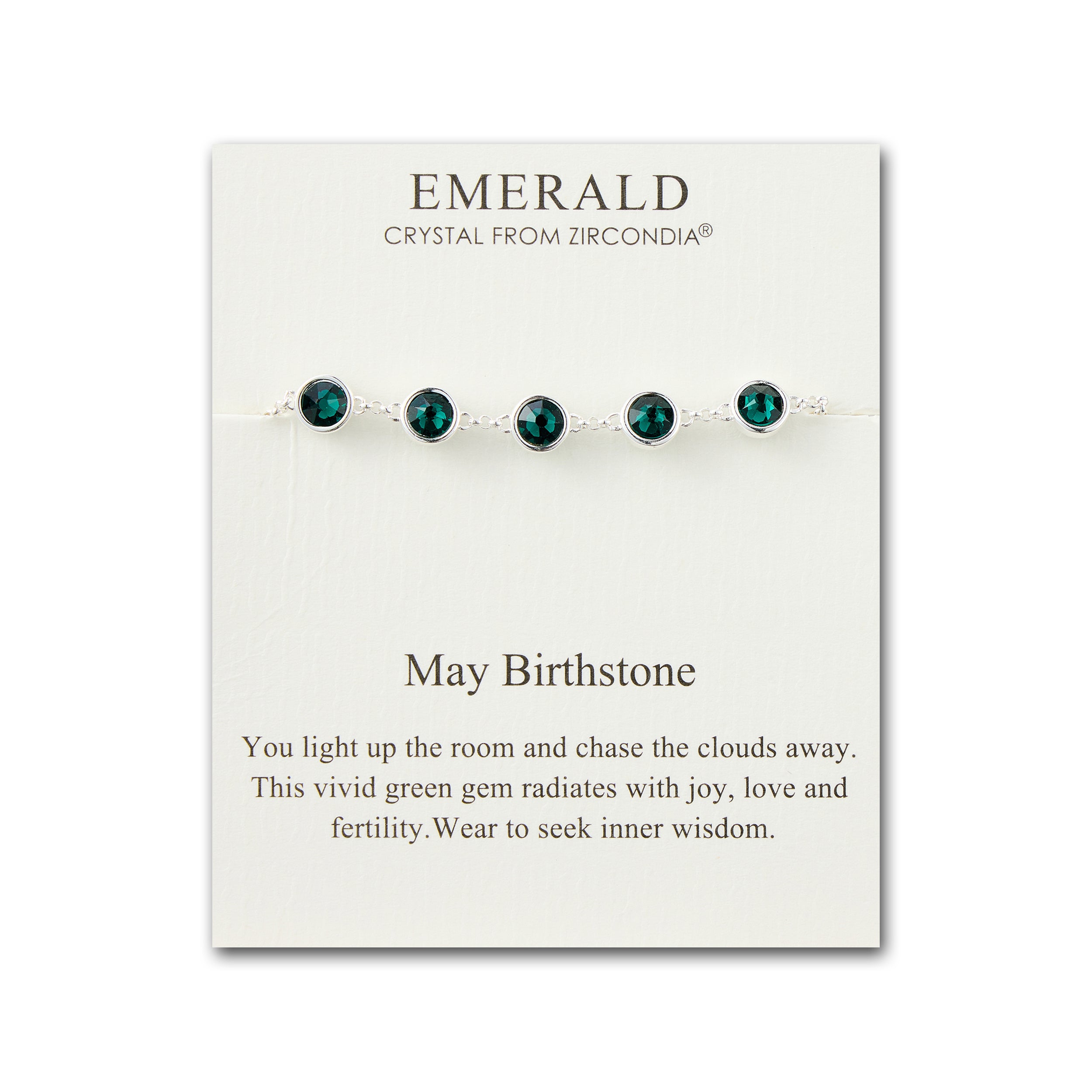 May Birthstone Bracelet Created with Emerald Zircondia® Crystals