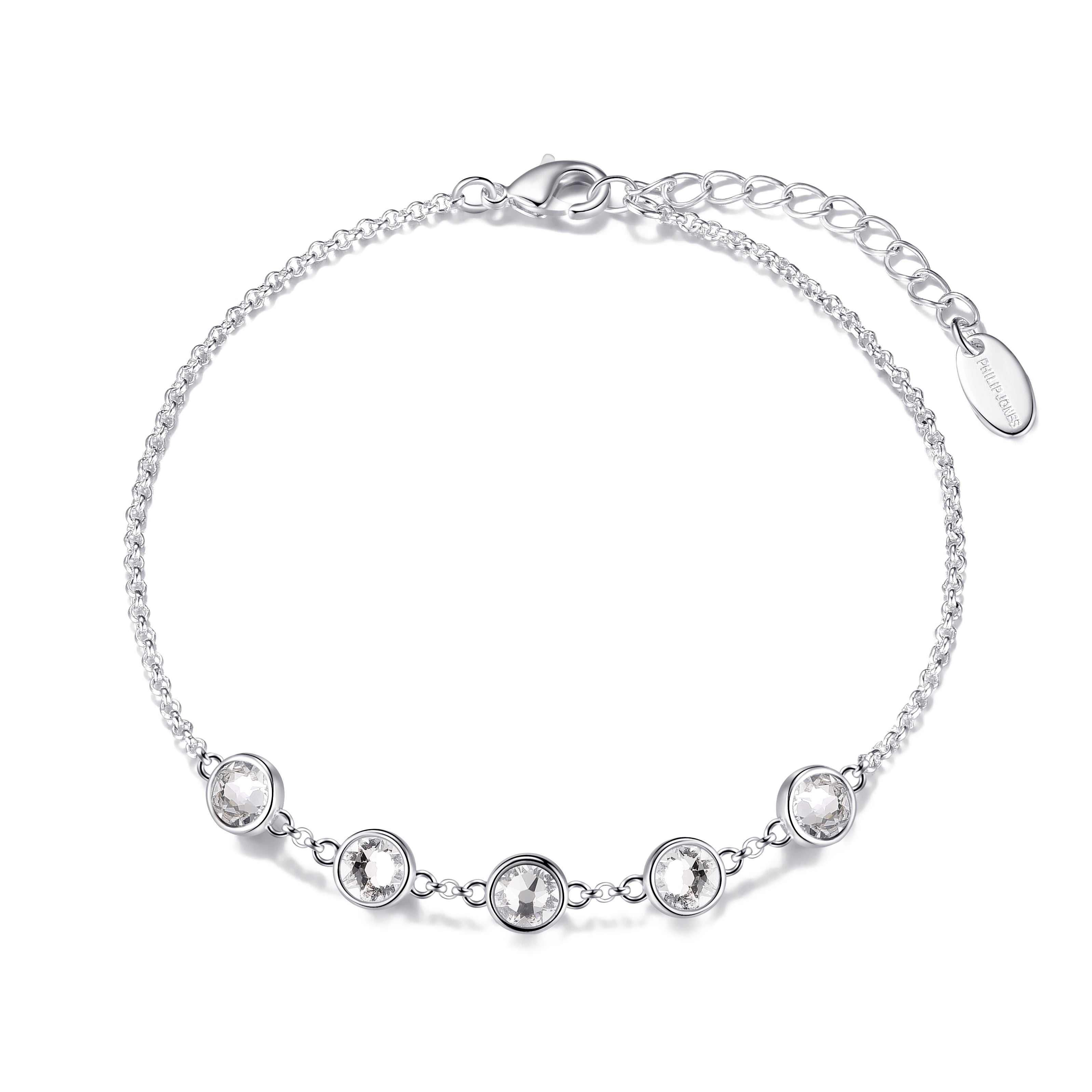 Crystal Chain Bracelet Created with Zircondia® Crystals by Philip Jones Jewellery