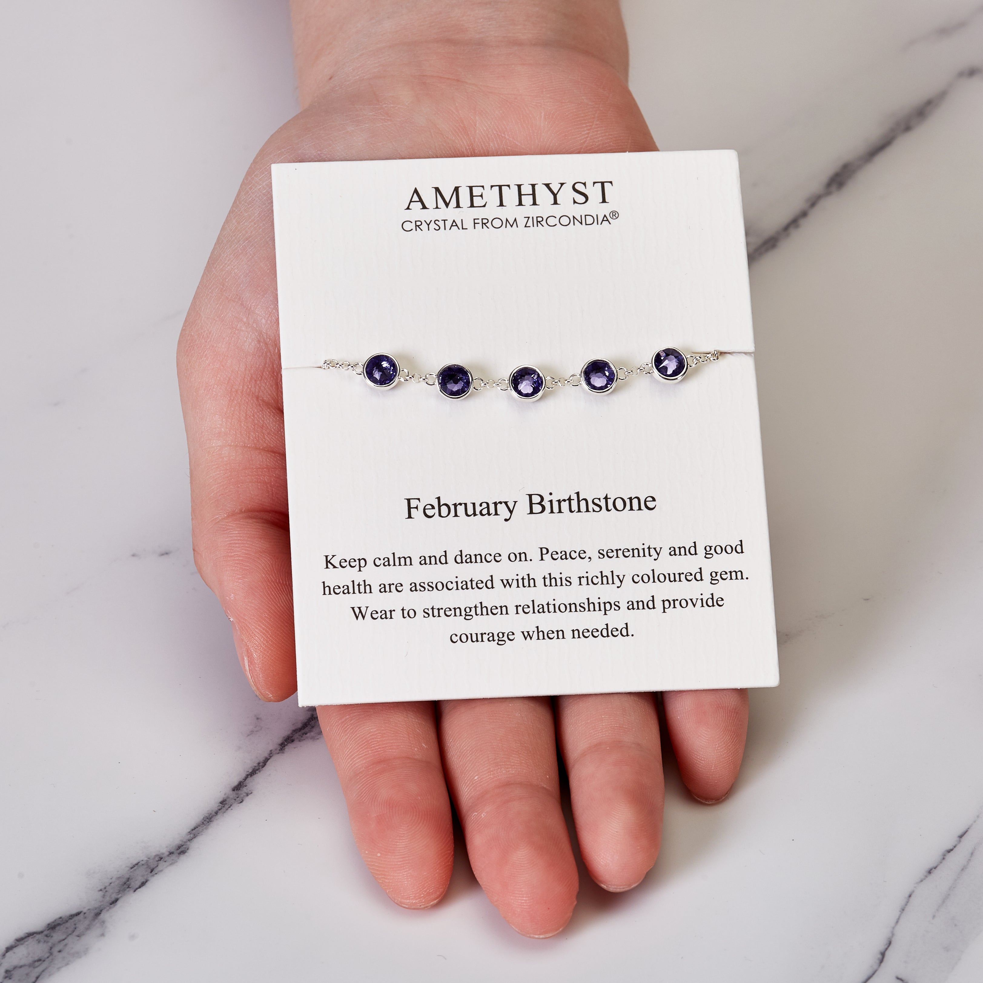 February Birthstone Bracelet Created with Amethyst Zircondia® Crystals