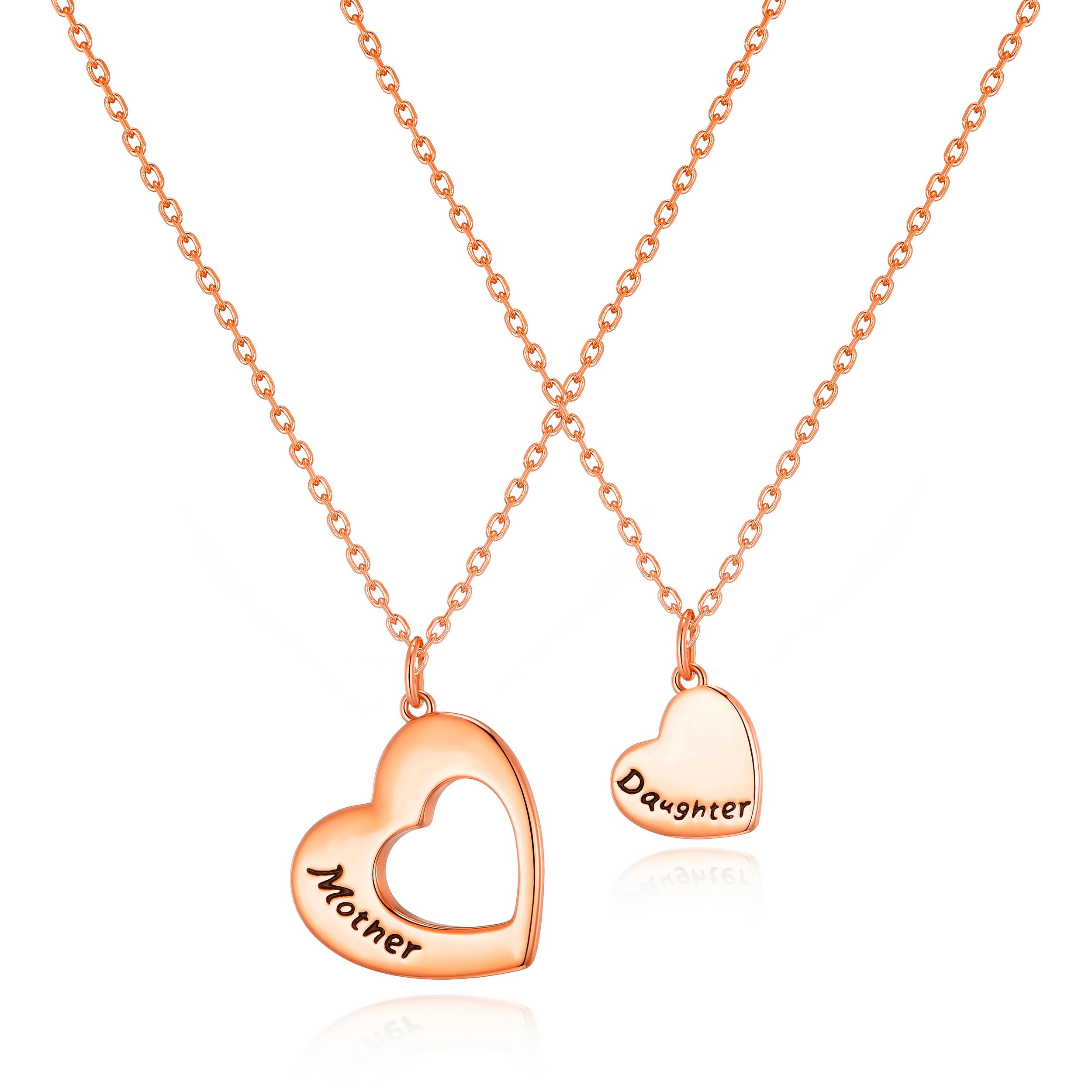 Rose Gold Plated Mother and Daughter Necklace Set with Quote Card