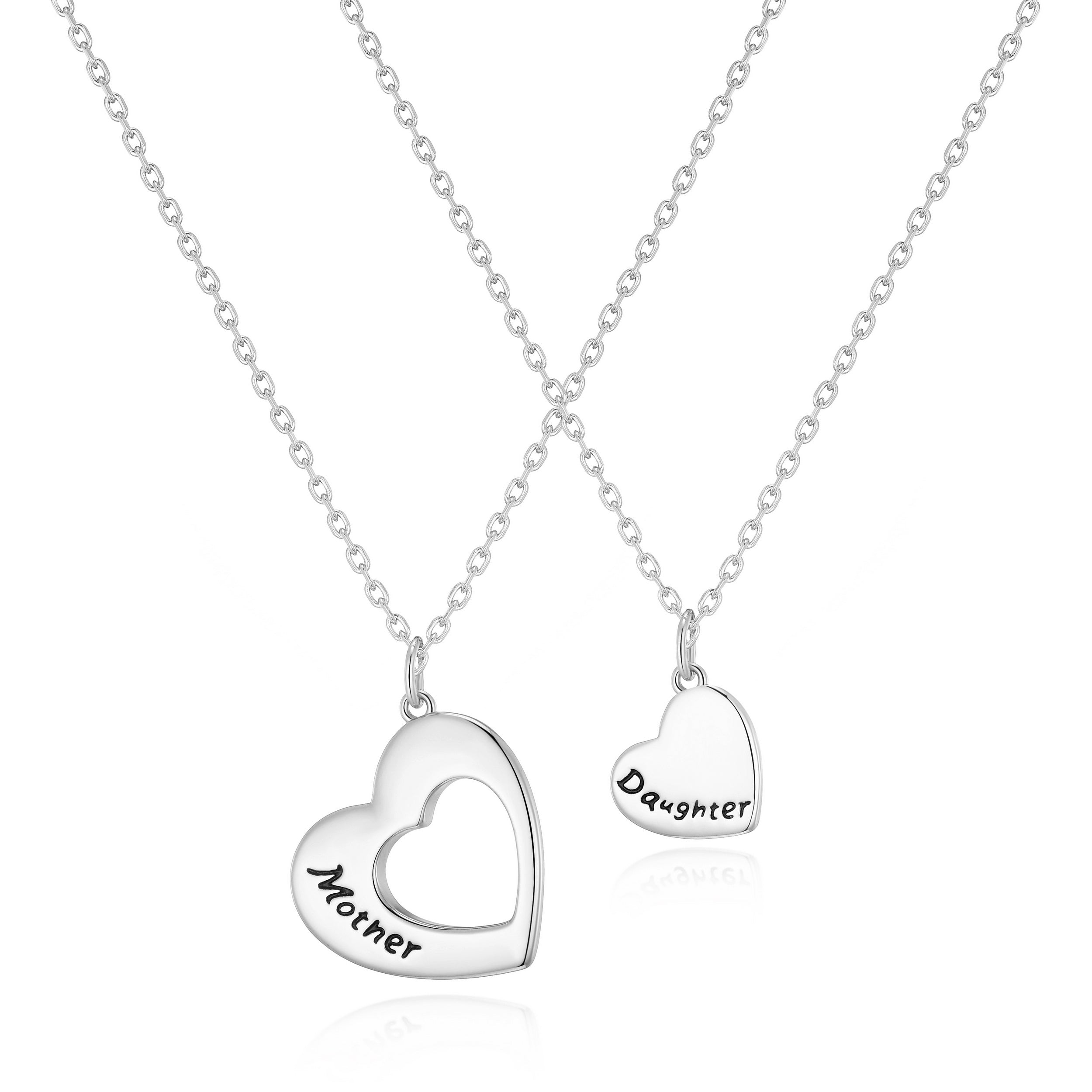 Silver Plated Mother and Daughter Necklace Set