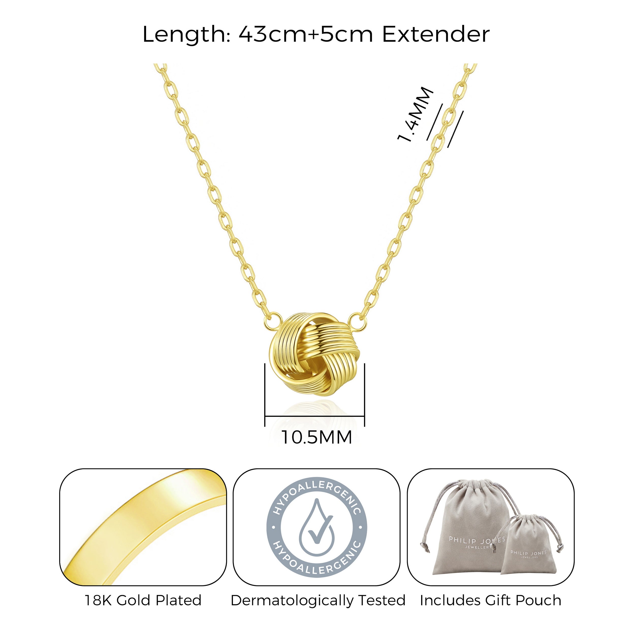 Gold Plated Love Knot Necklace