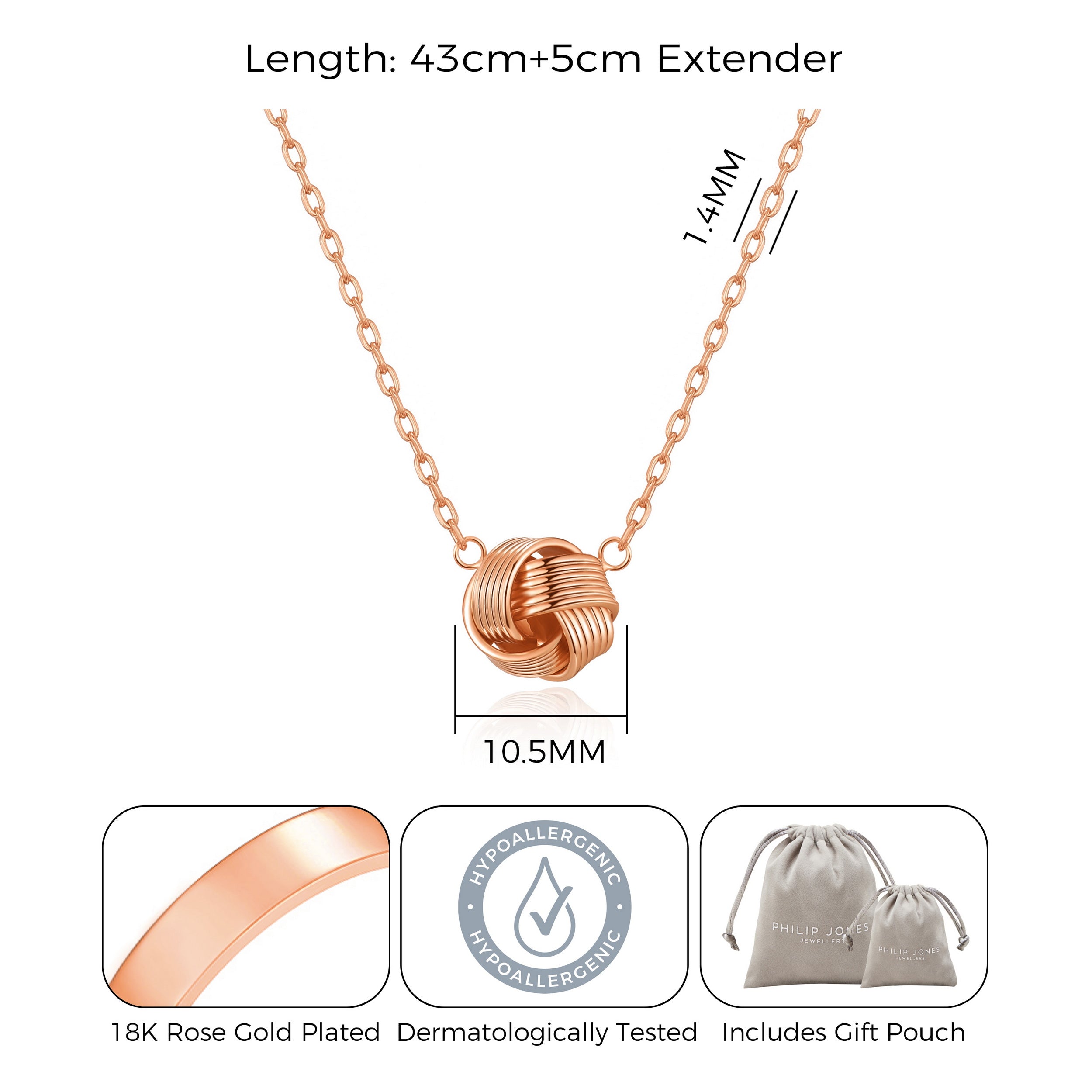 Rose Gold Plated Love Knot Necklace with Quote Card