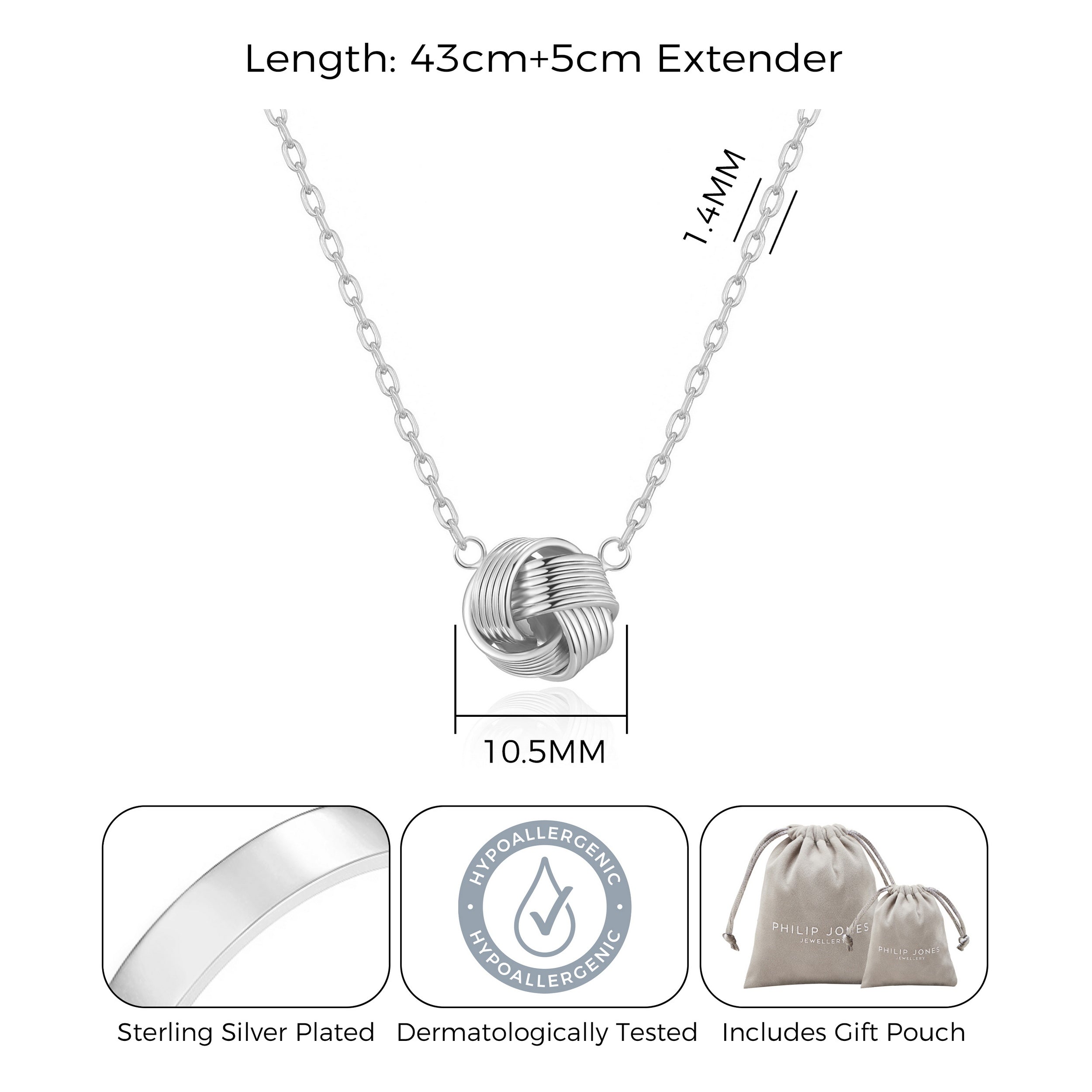 Silver Plated Love Knot Necklace