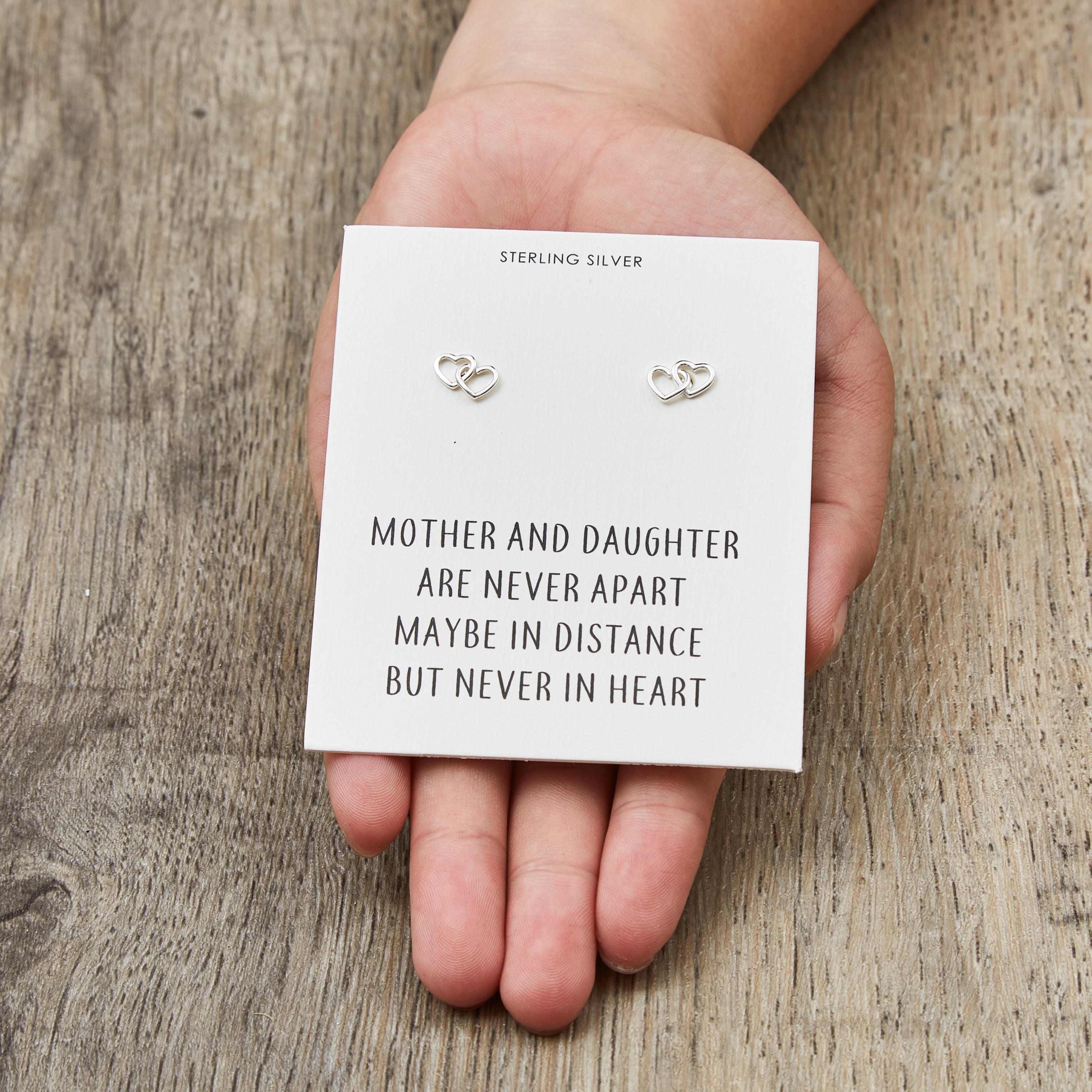 Sterling Silver Mother and Daughter Quote Heart Link Earrings