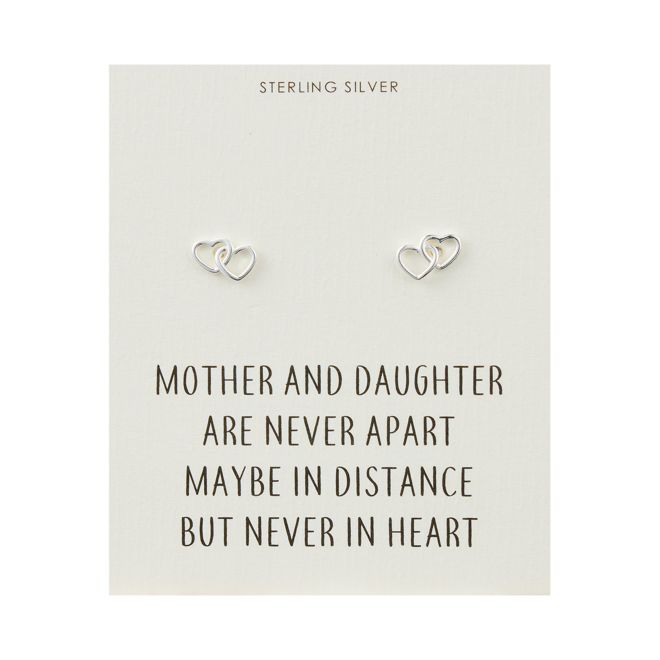 Sterling Silver Mother and Daughter Quote Heart Link Earrings