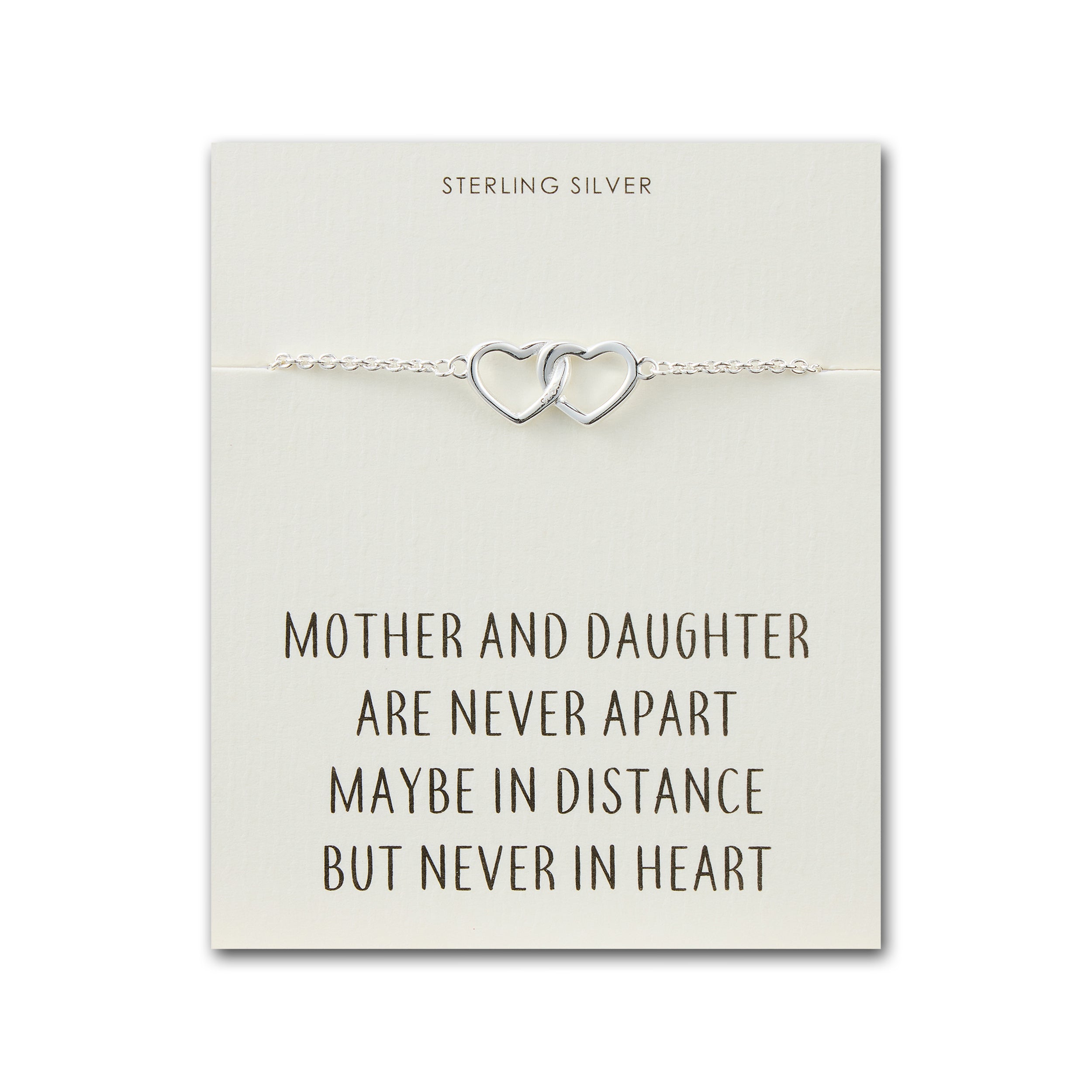 Sterling Silver Mother and Daughter Quote Heart Link Bracelet