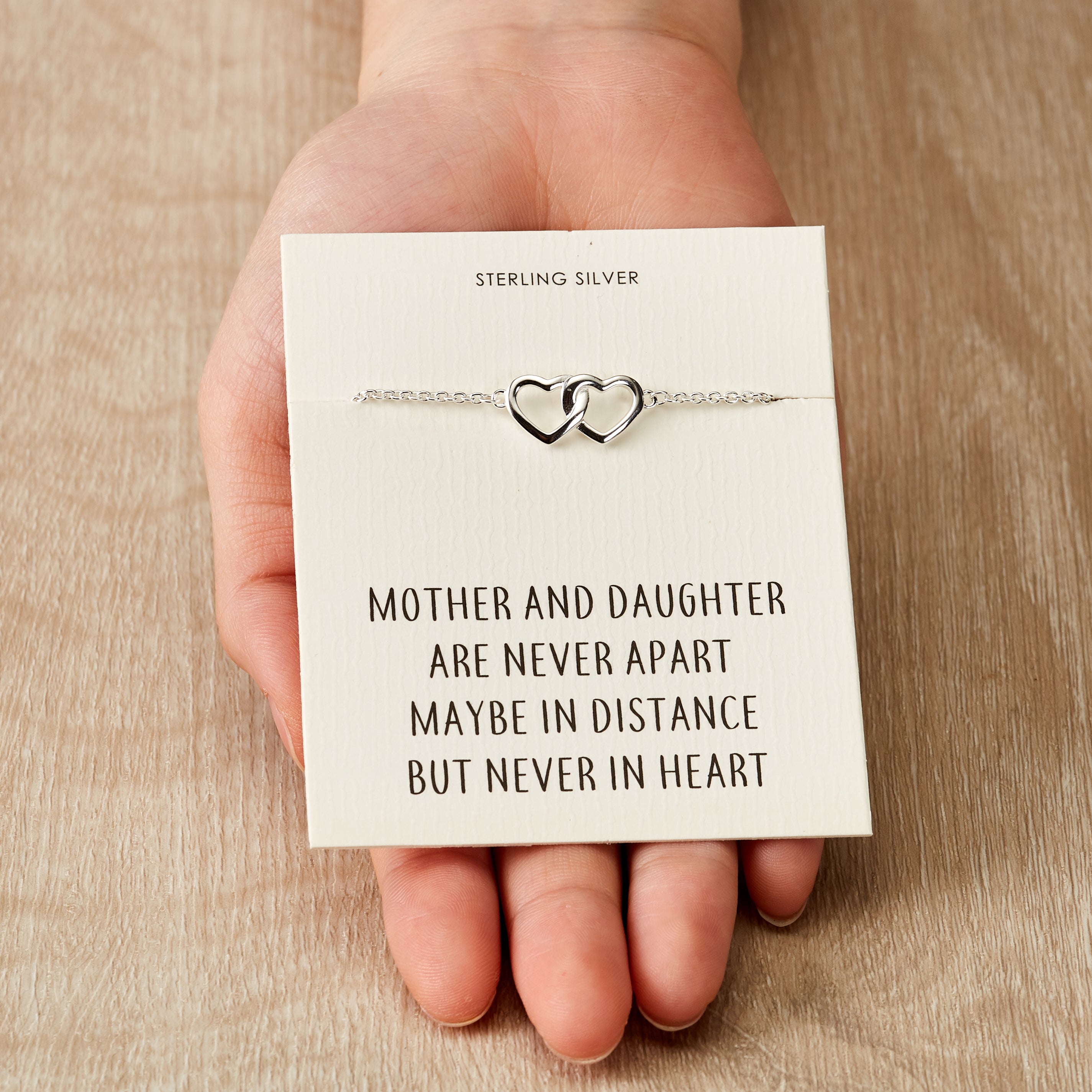 Sterling Silver Mother and Daughter Quote Heart Link Bracelet