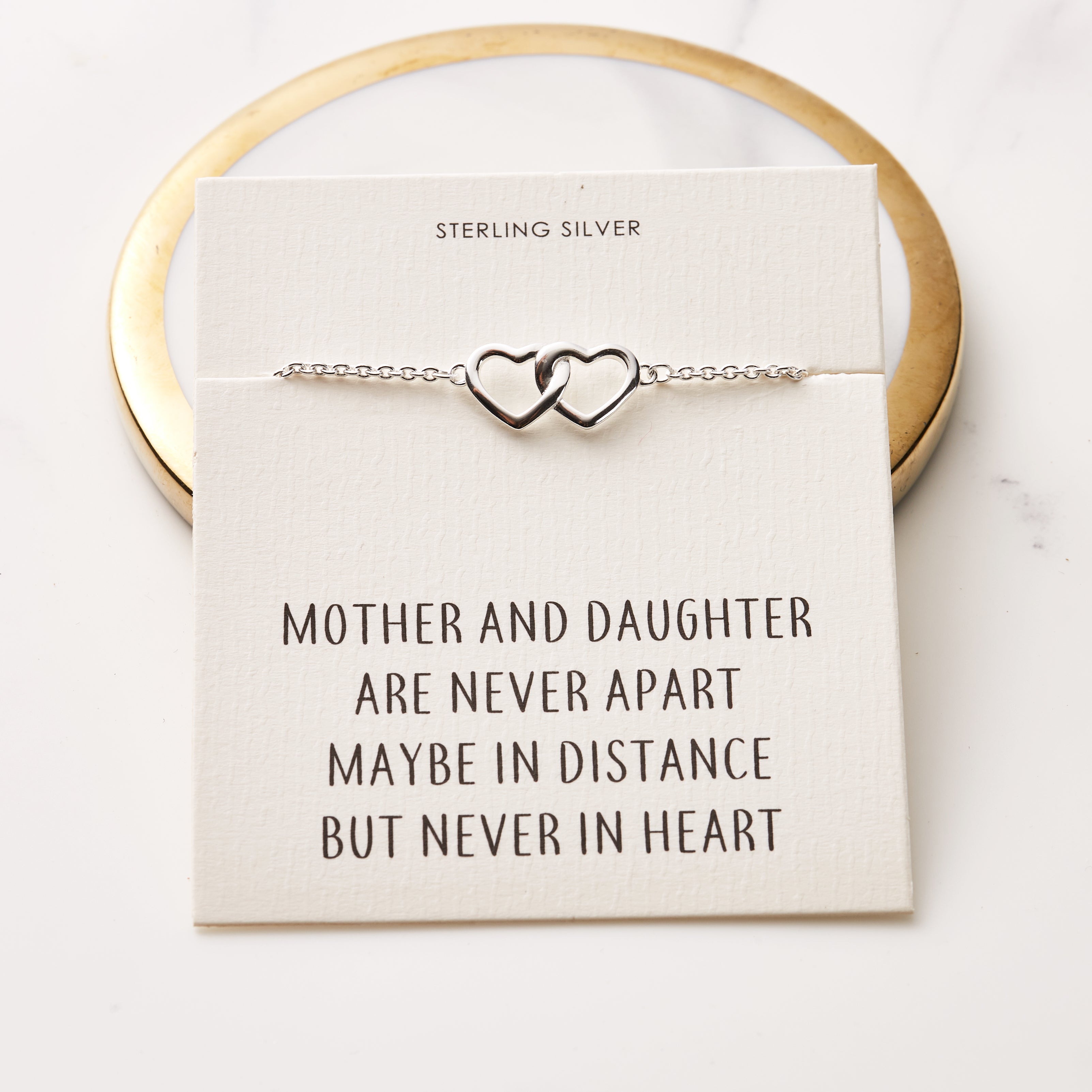 Sterling Silver Mother and Daughter Quote Heart Link Bracelet