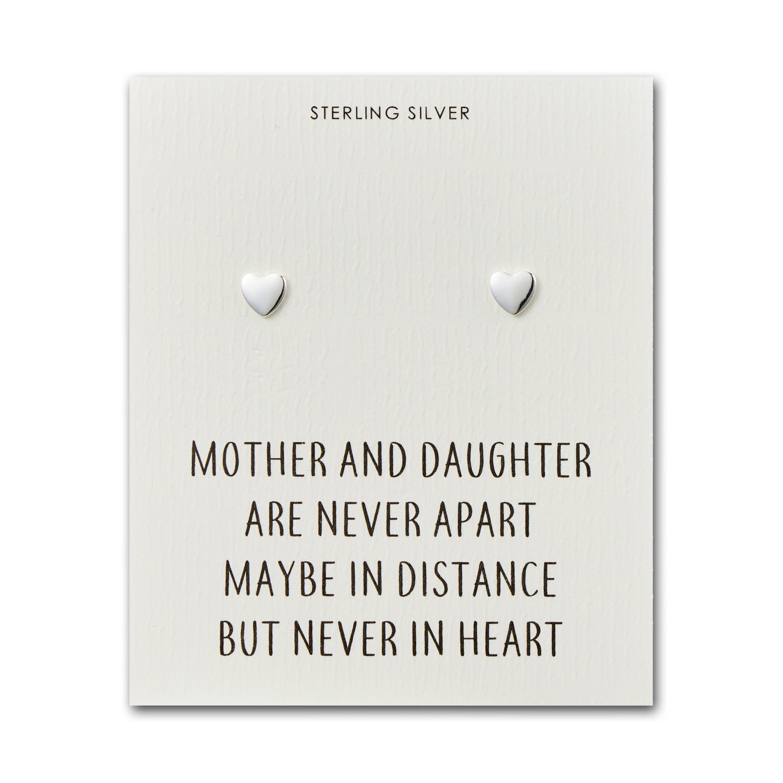 Sterling Silver Mother and Daughter Quote Heart Earrings