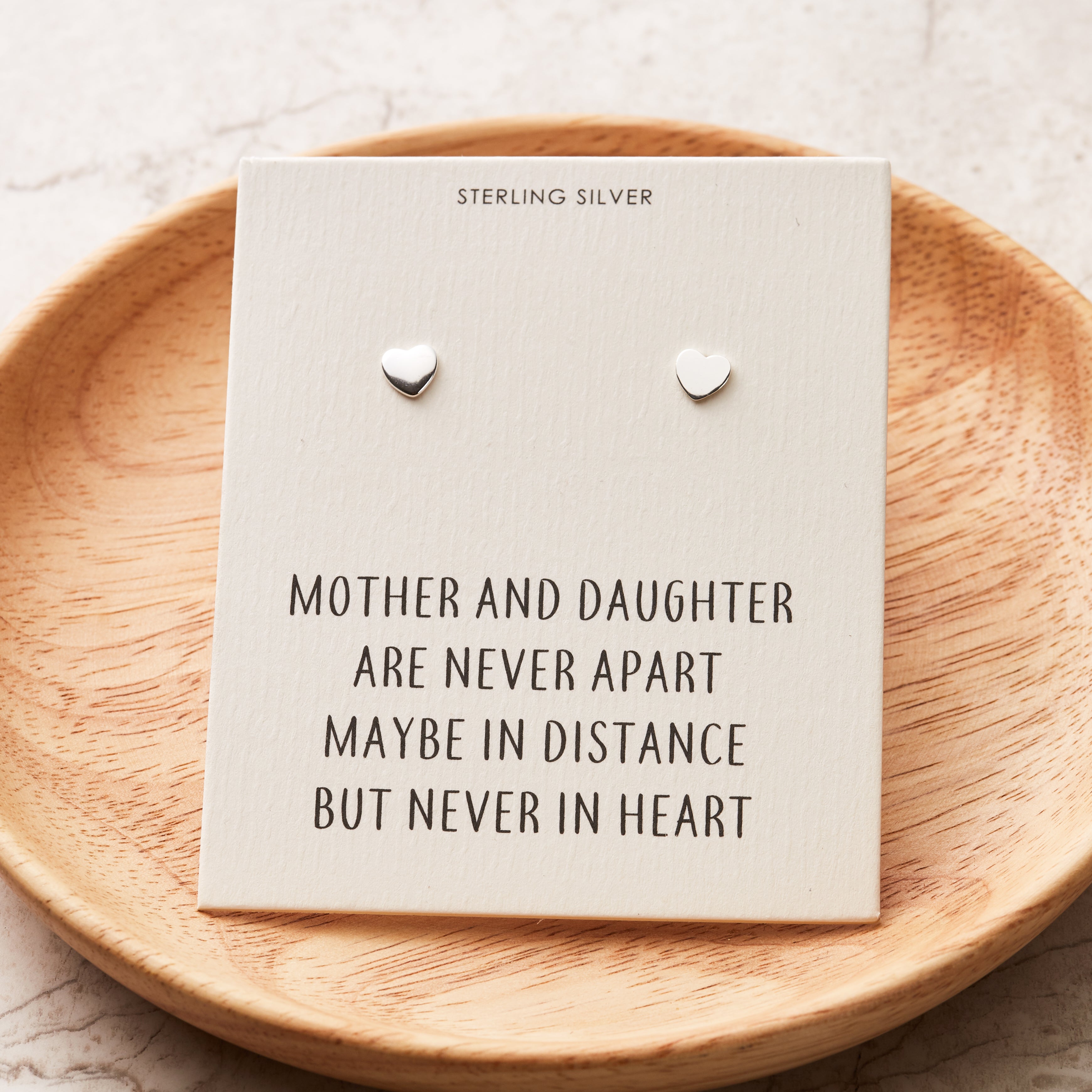 Sterling Silver Mother and Daughter Quote Heart Earrings