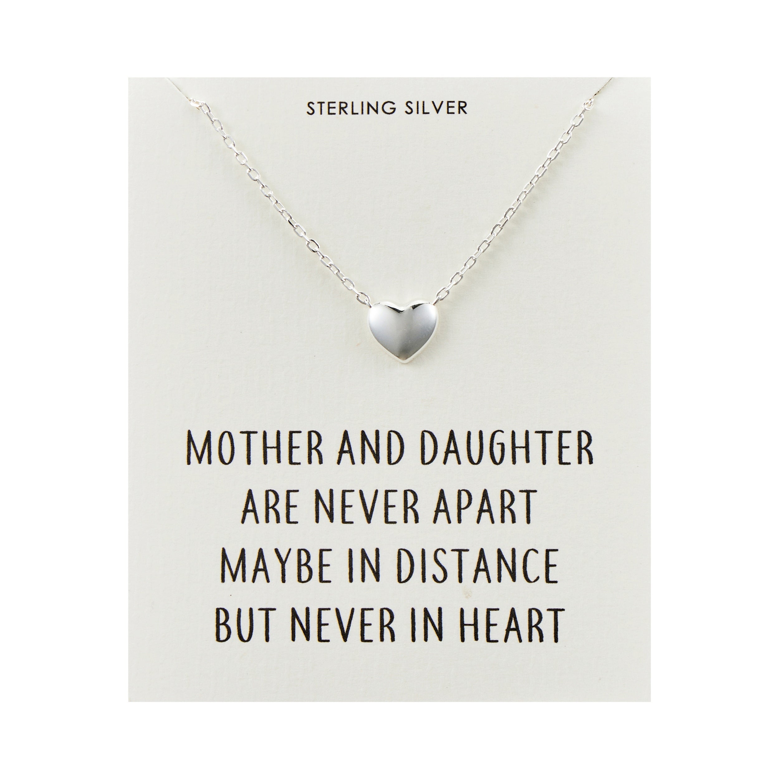 Sterling Silver Mother and Daughter Quote Heart Necklace