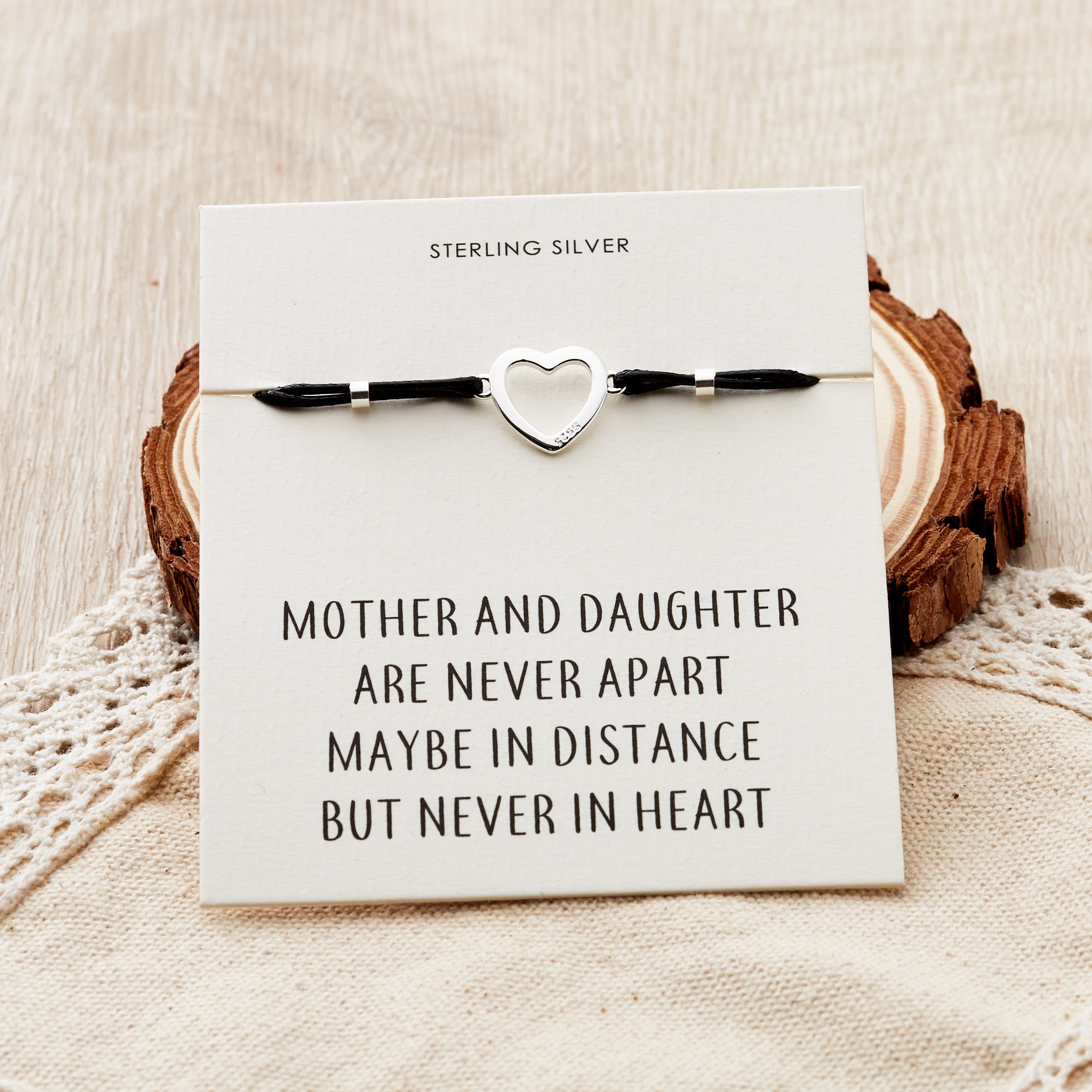 Sterling Silver Mother and Daughter Quote Heart Bracelet