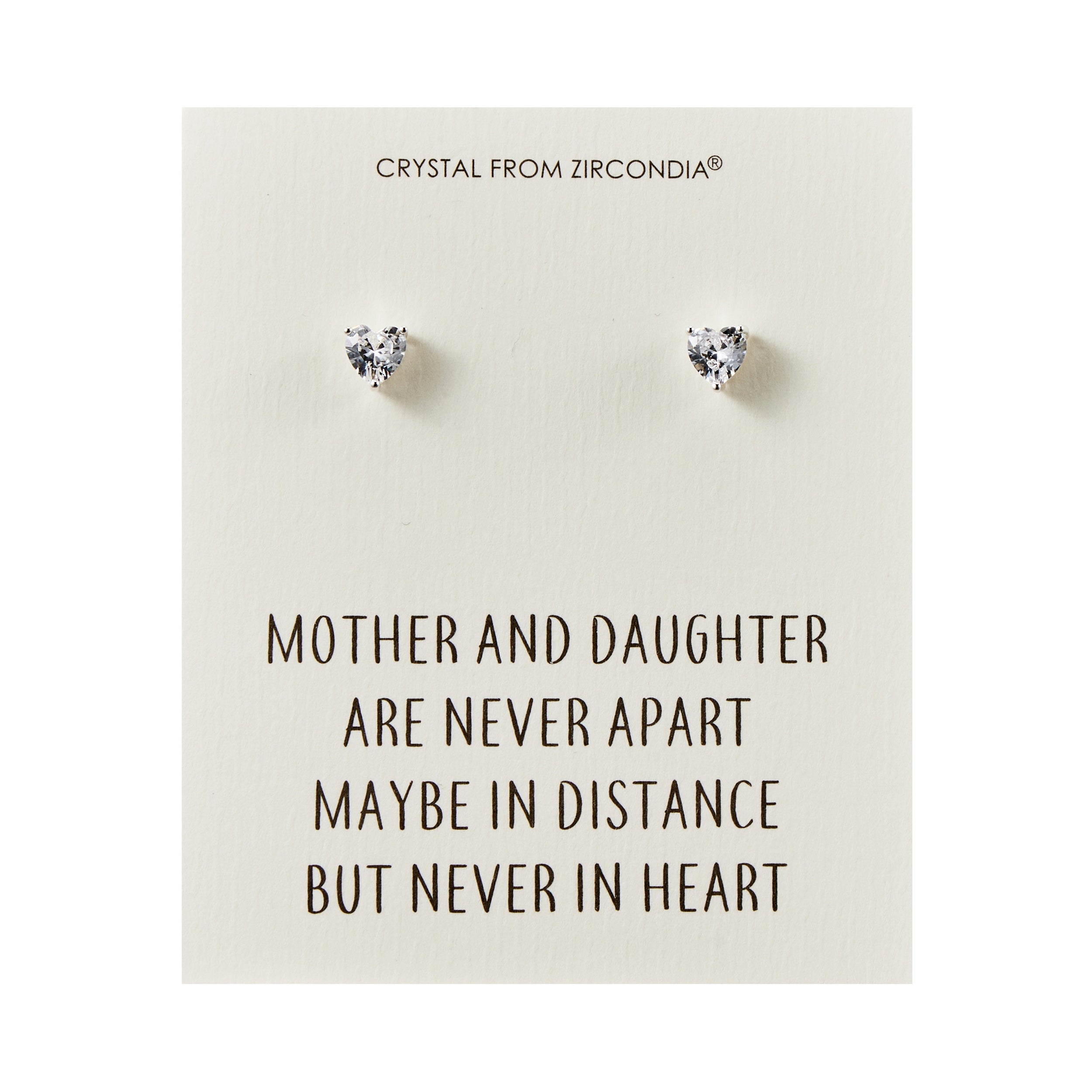 Mother and Daughter Quote Heart Earrings Created with Zircondia® Crystals