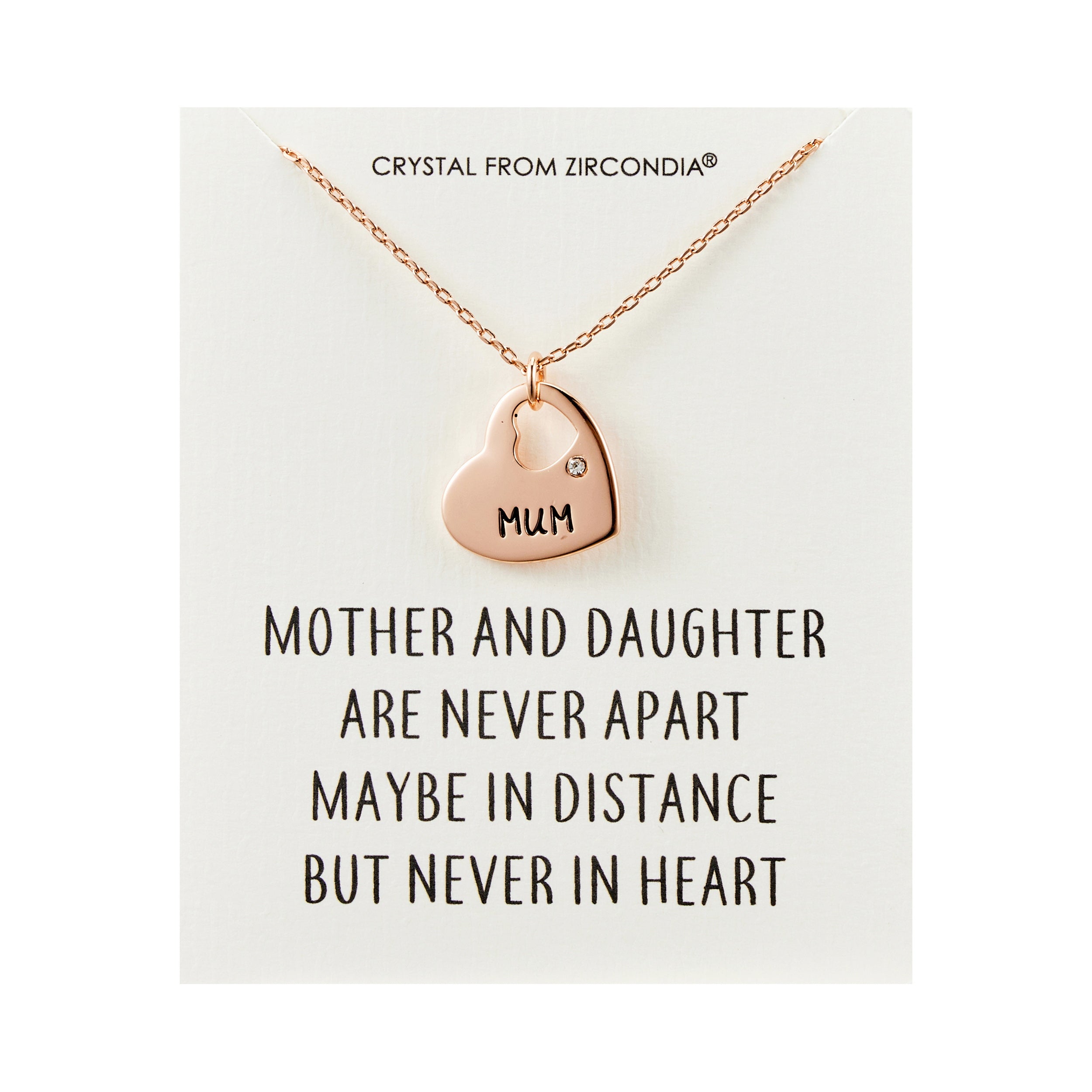 Rose Gold Plated Mum and Daughter Quote Heart Necklace Created with Zircondia® Crystals