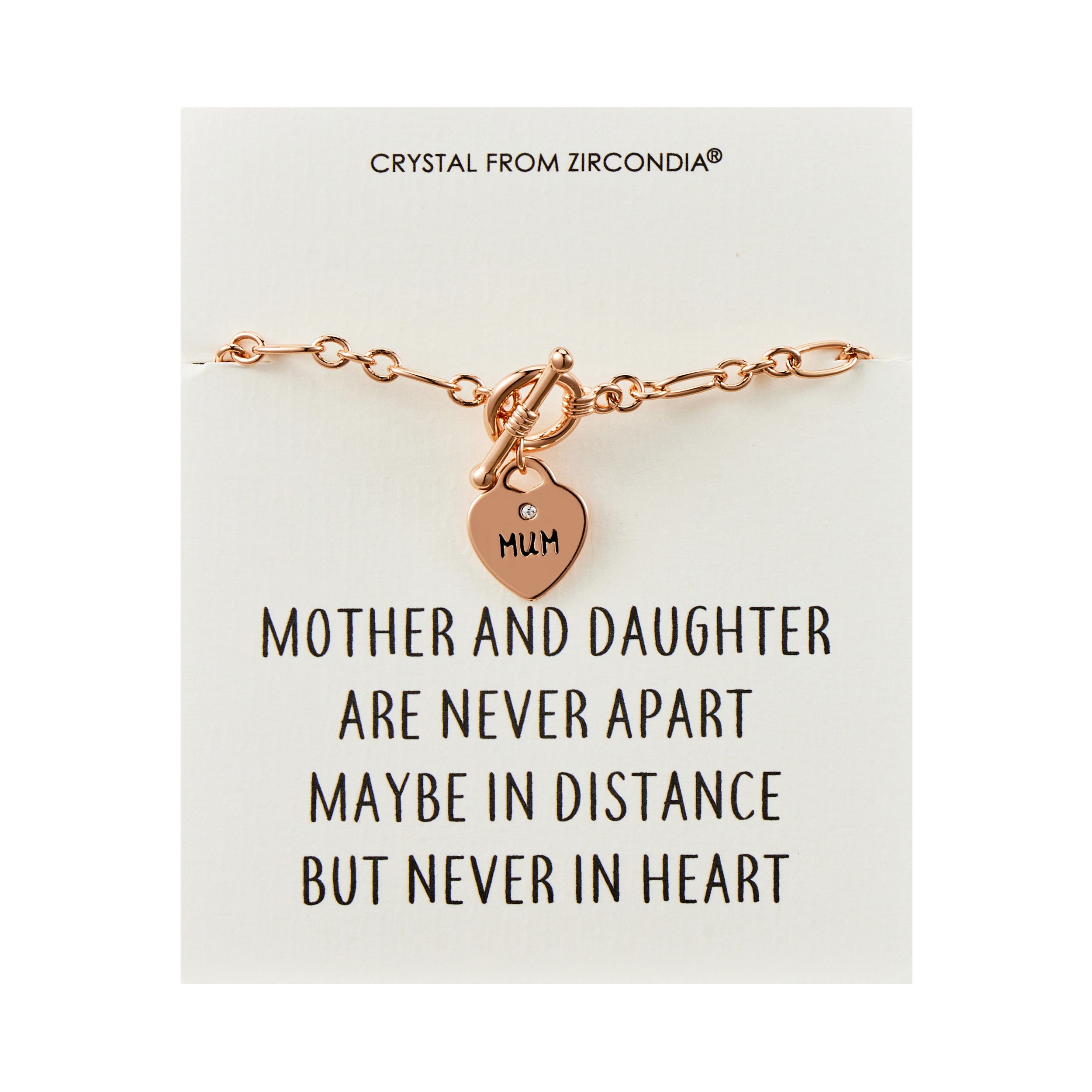 Rose Gold Plated Mum and Daughter Quote Charm Bracelet Created with Zircondia® Crystals