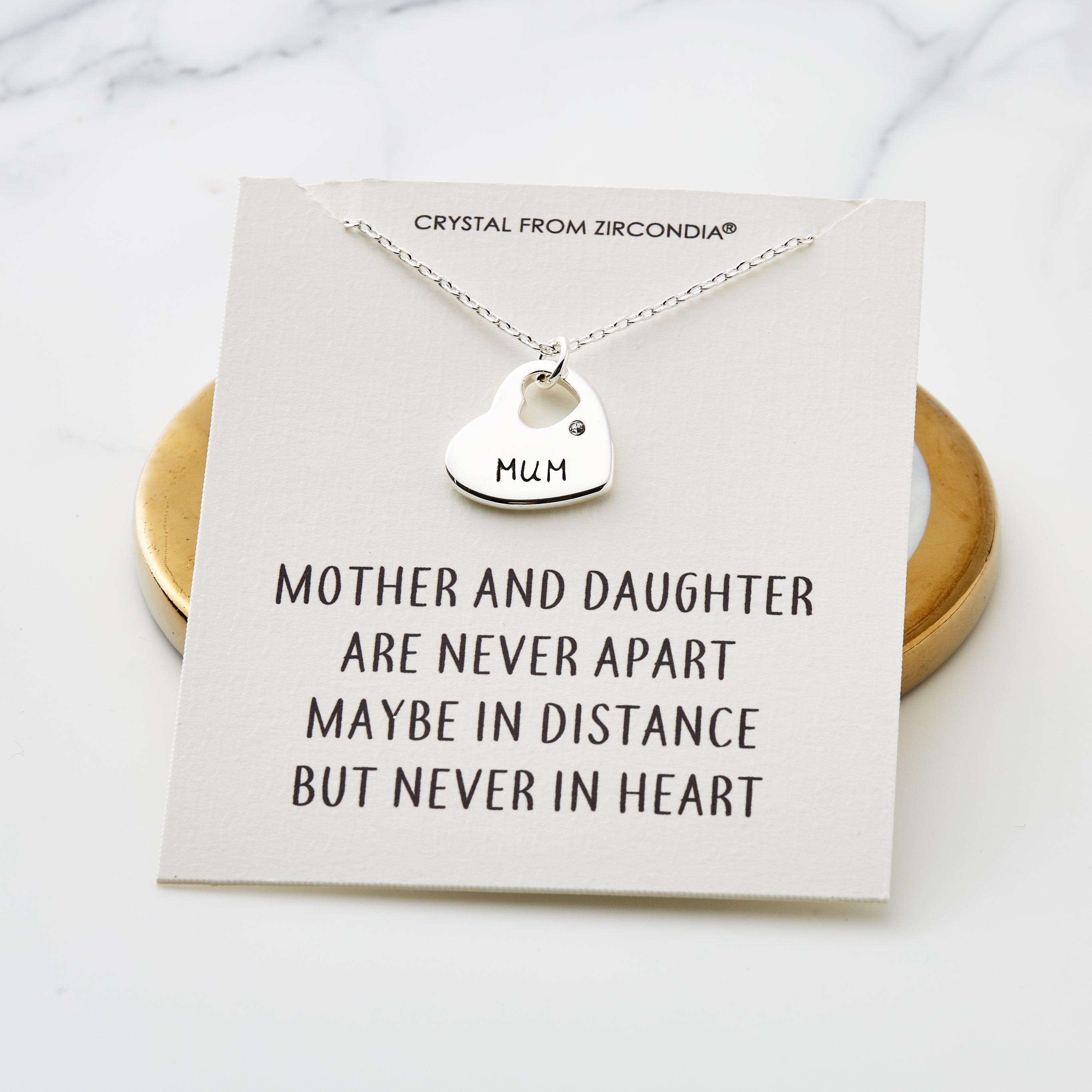 Mother and Daughter Quote Heart Necklace Created with Zircondia® Crystals