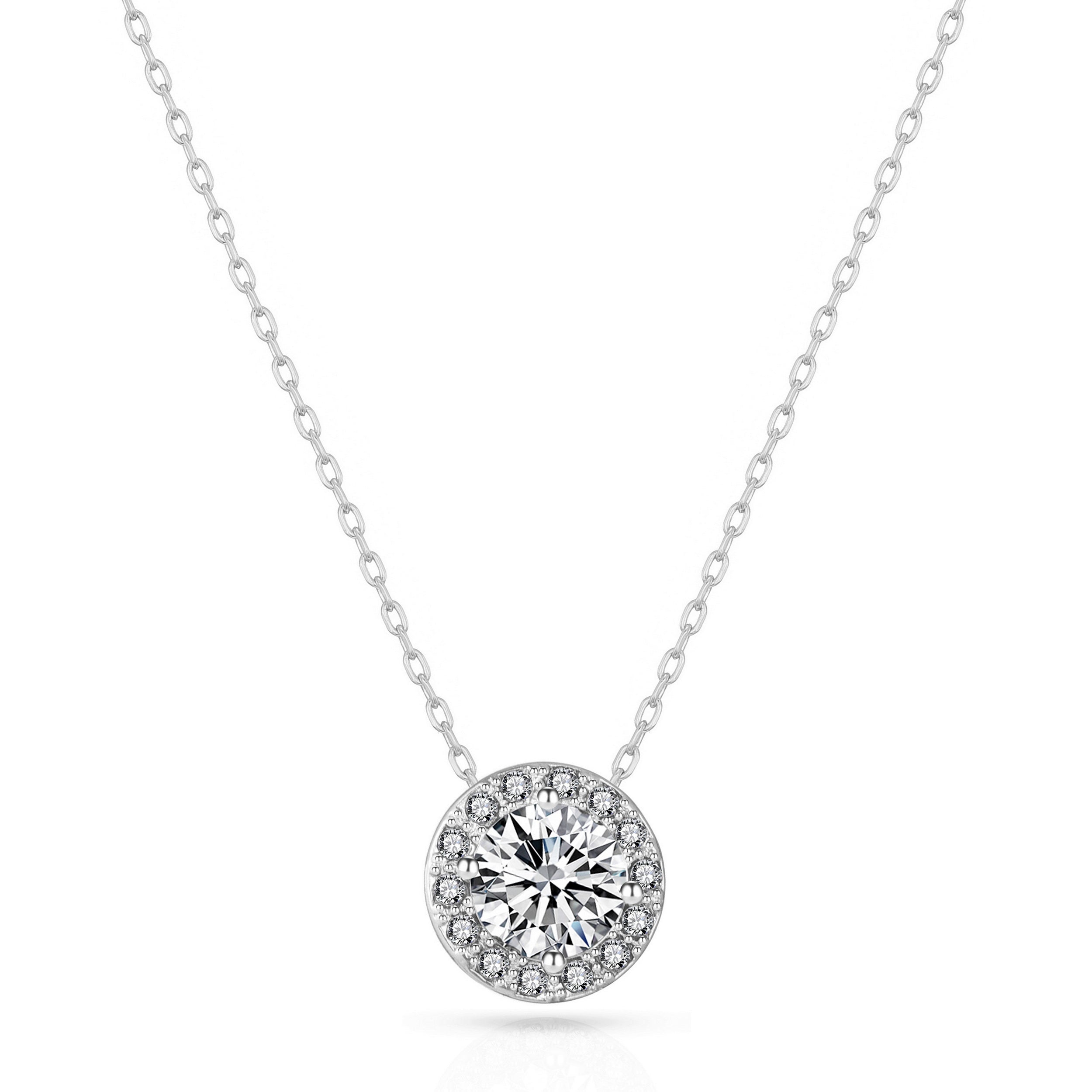 Halo Necklace Created with Zircondia® Crystals