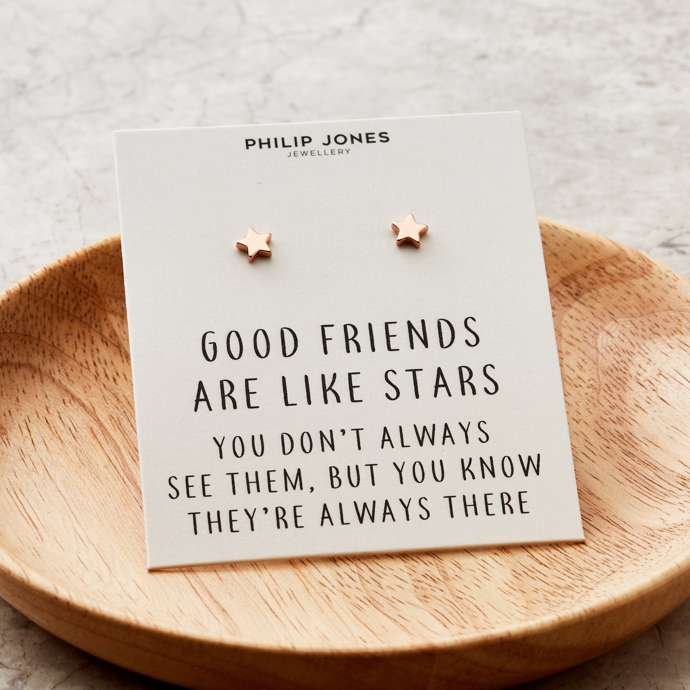 Rose Gold Plated Star Stud Earrings with Quote Card
