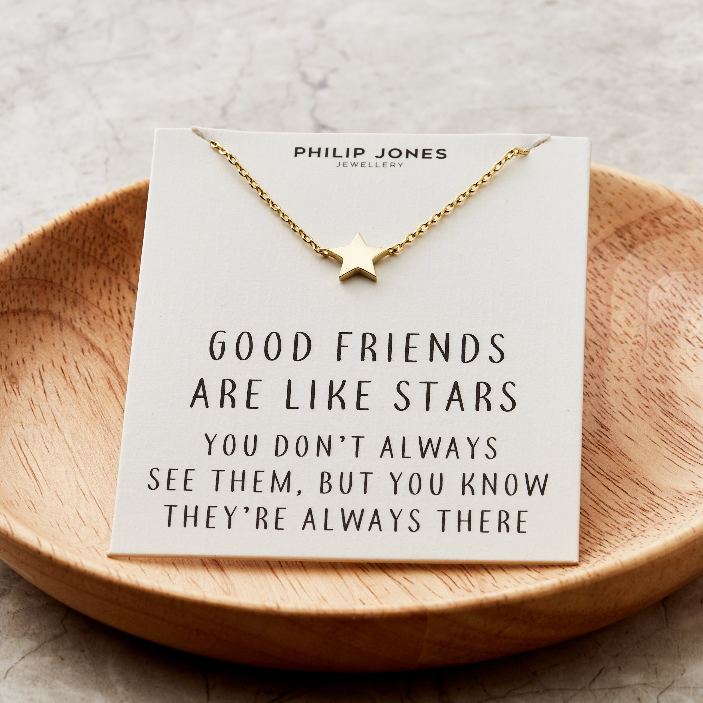 Gold Plated Star Necklace with Quote Card