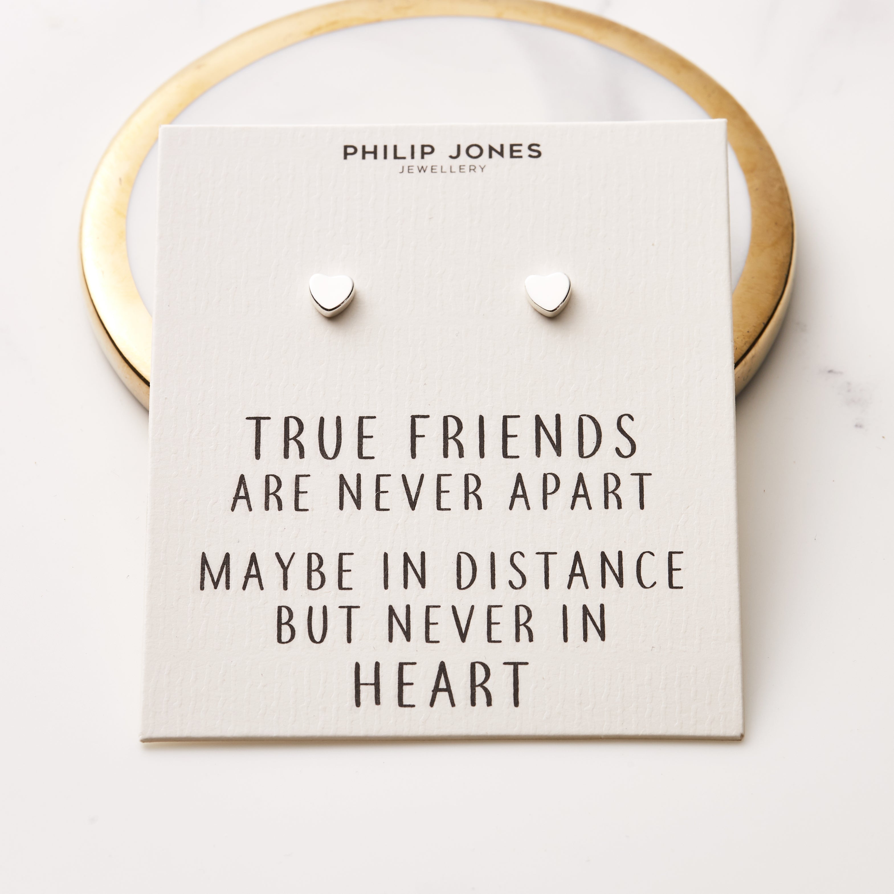 Silver Plated Heart Stud Earrings with Quote Card
