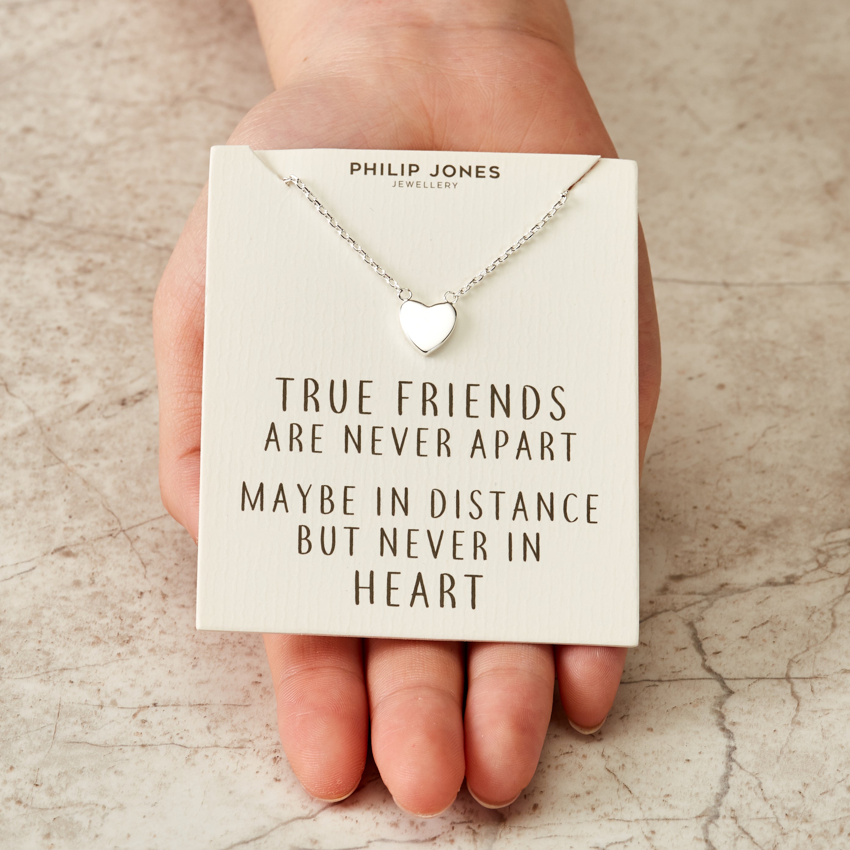 Silver Plated Heart Necklace with Quote Card
